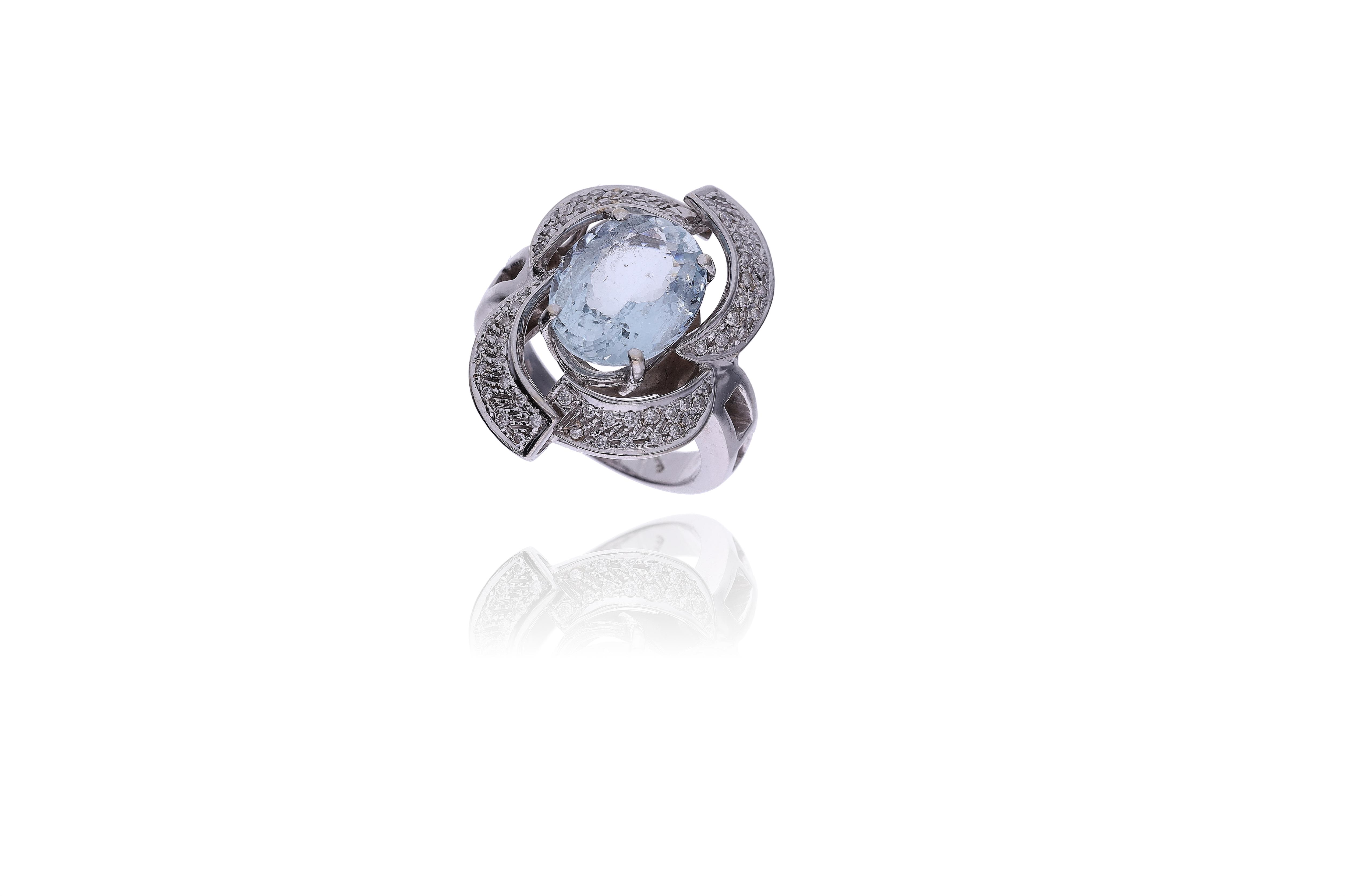 Anello con diamanti e acquamarina - Asta Preziosi