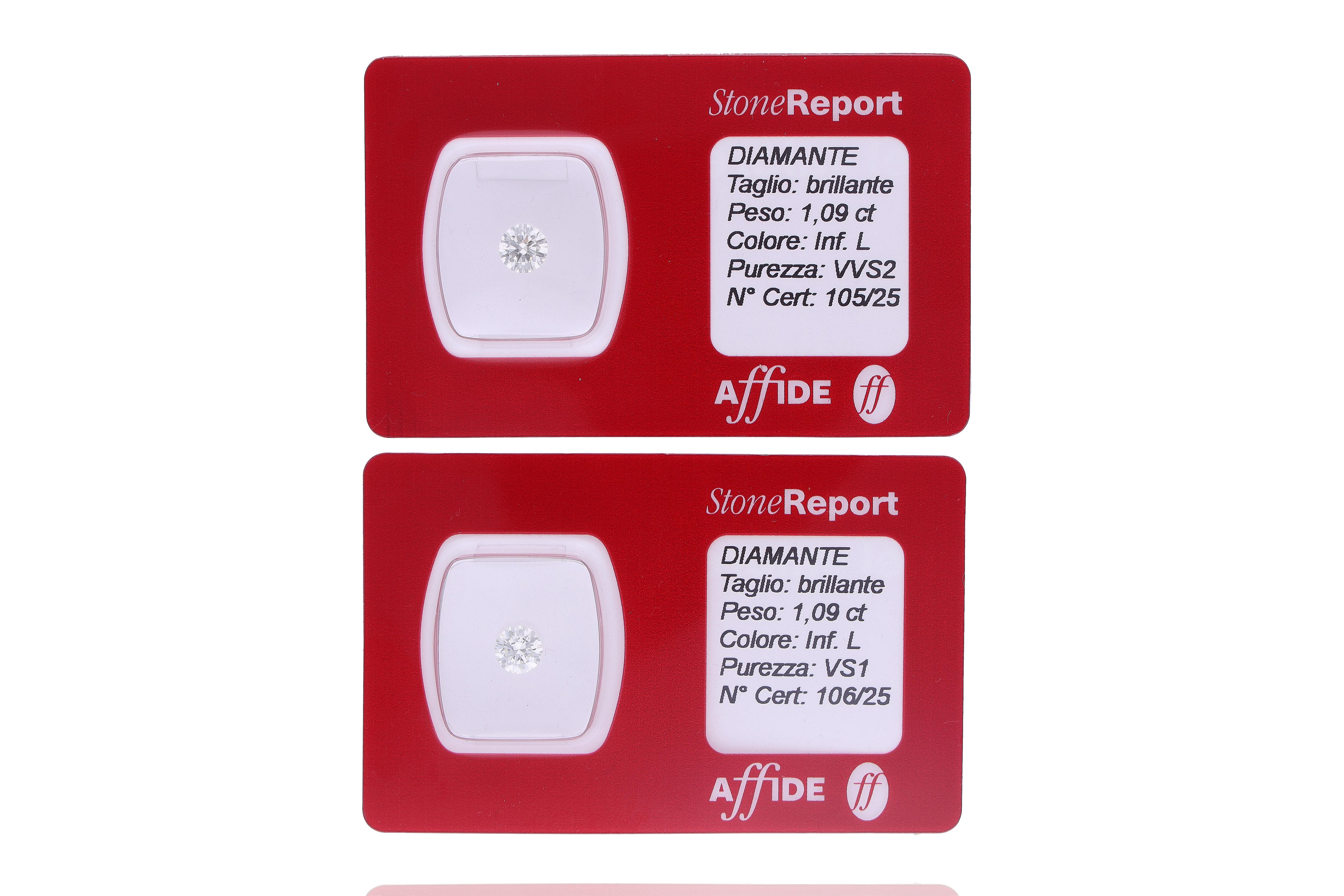 Due diamanti ct 1,09 e 1,09 - Asta Preziosi