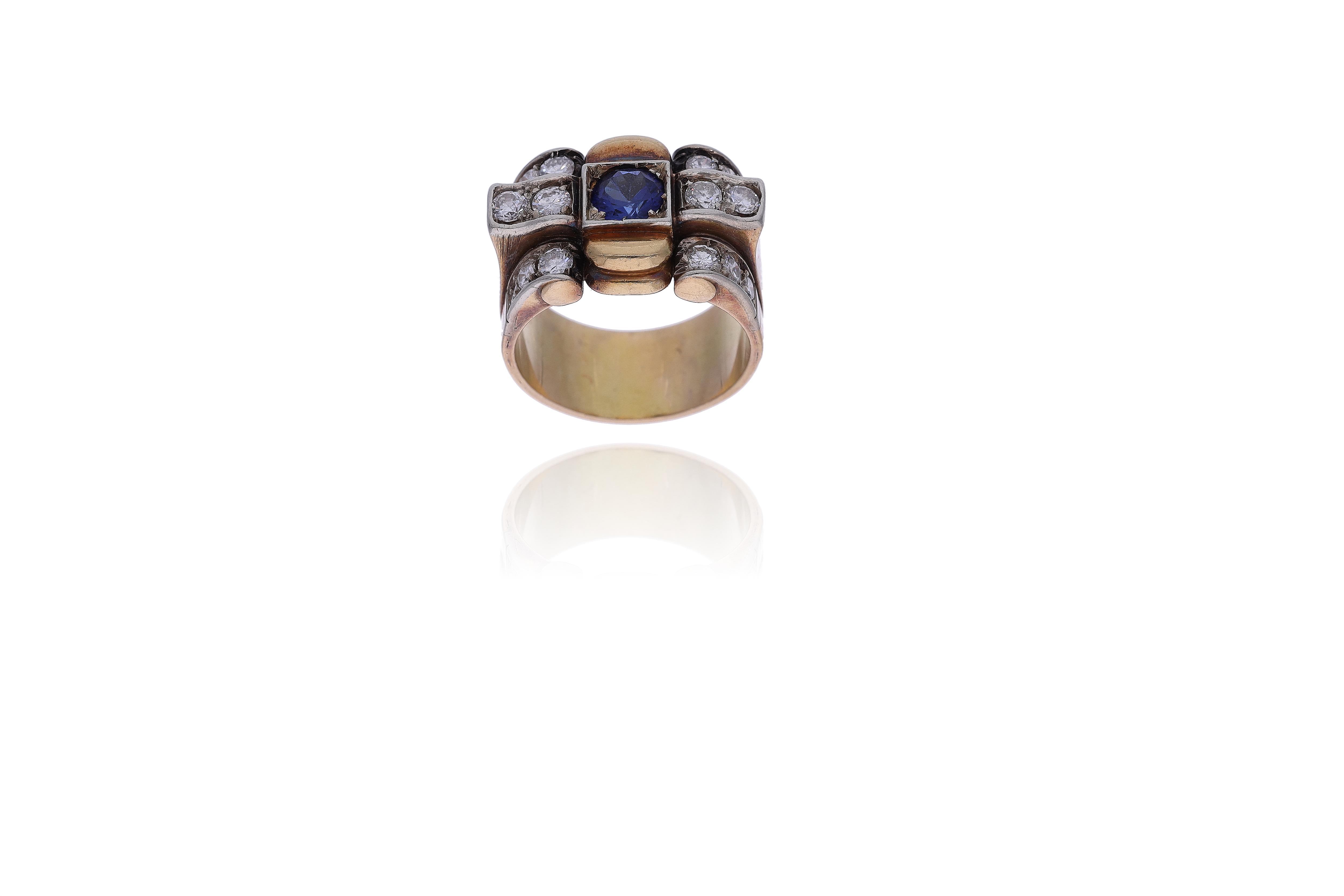 Anello con diamanti e pietra - Asta Preziosi
