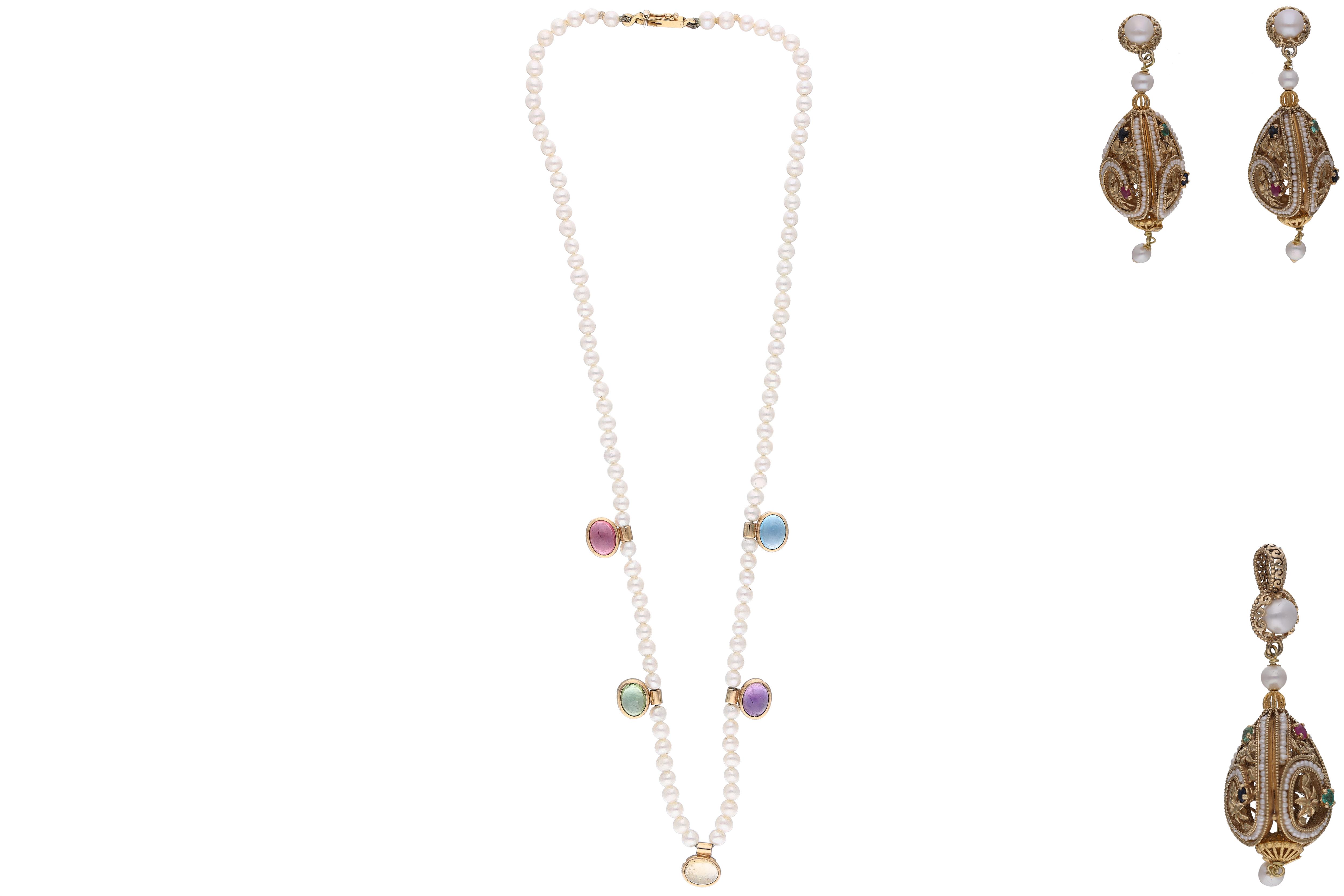 Parure con perle e pietre naturali - Asta Preziosi