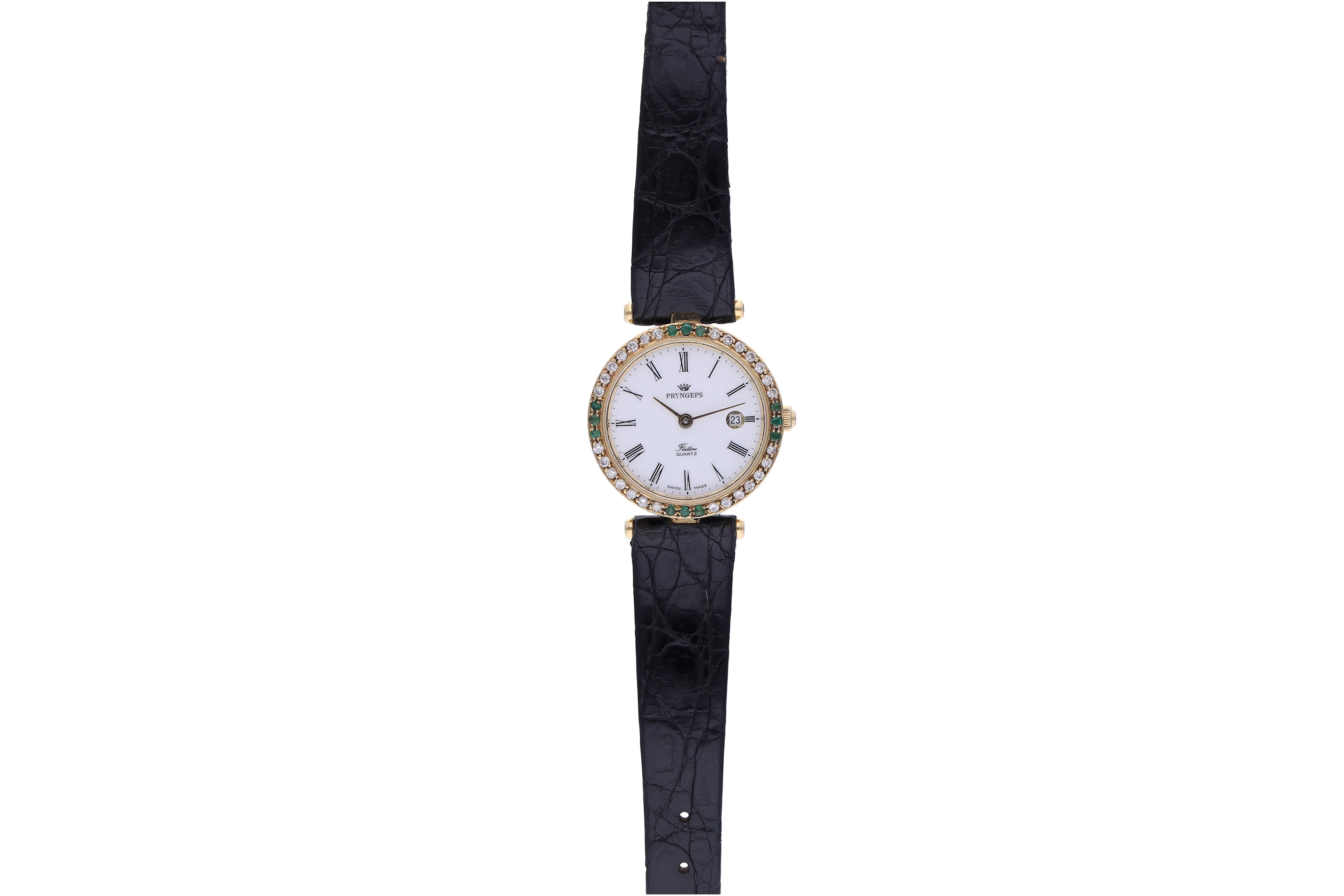 Pryngeps Flatline, orologio in oro, diamanti e smeraldi - Asta Preziosi