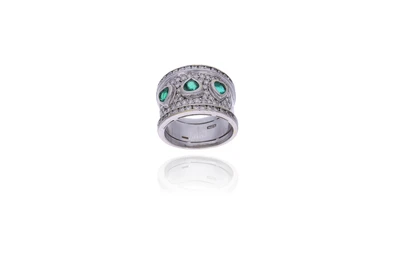 Anello con smeraldi e diamanti - Asta Preziosi
