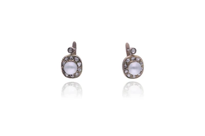 Orecchini con diamanti e perle coltivate - Asta Preziosi