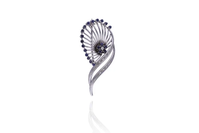 Spilla con diamanti, zaffiri - Asta Preziosi Spilla con diamanti, zaffiri - Asta Preziosi