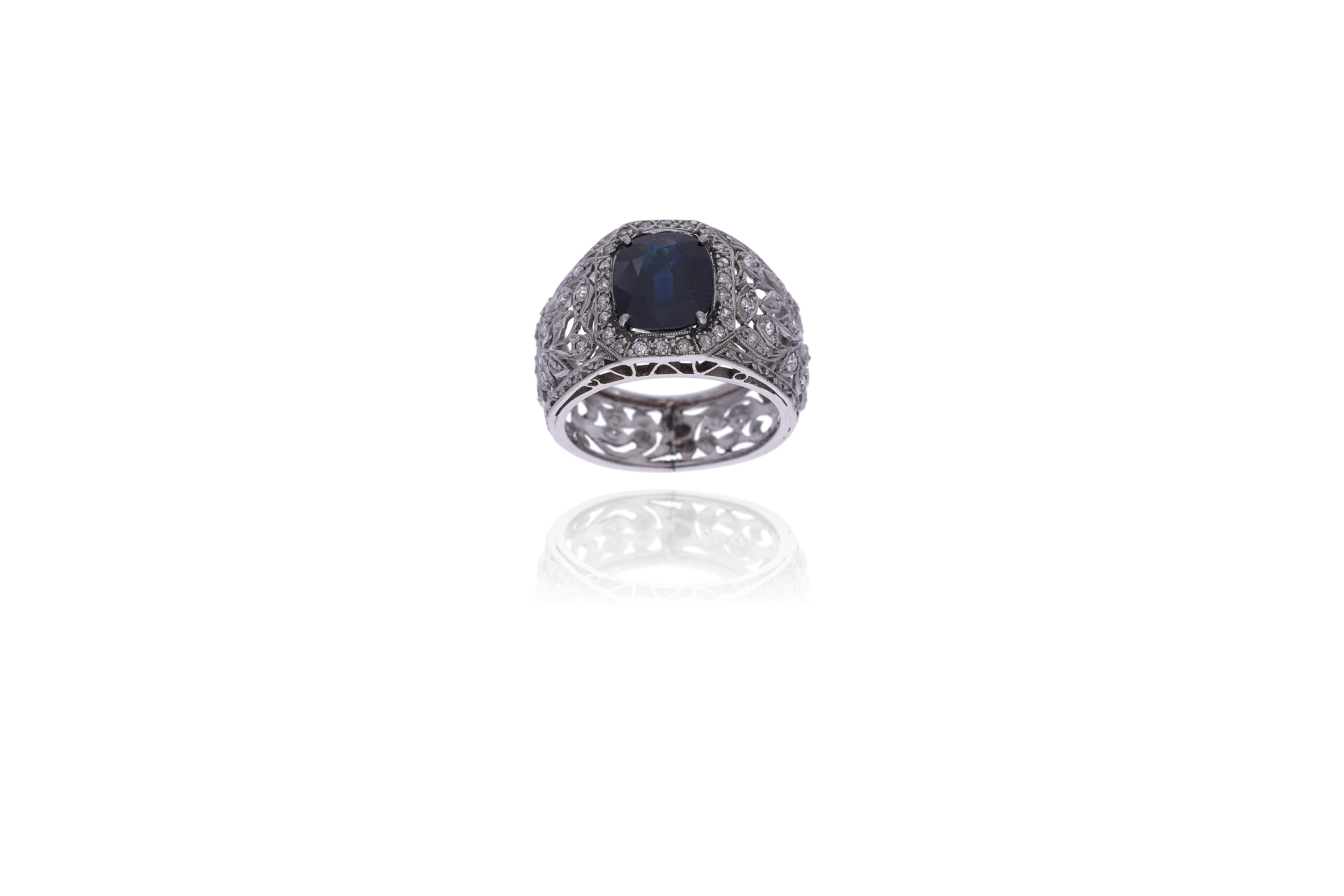 Anello con zaffiro e diamanti - Asta Preziosi