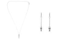Collana con ciondolo e paio di orecchini con diamanti, diamanti neri e pietre - Asta Preziosi Collana con ciondolo e paio di orecchini con diamanti, diamanti neri e pietre - Asta Preziosi