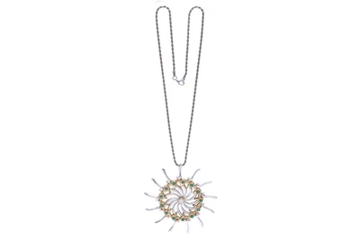 Collana e ciondolo con diamante e smeraldi - Asta Preziosi Collana e ciondolo con diamante e smeraldi - Asta Preziosi