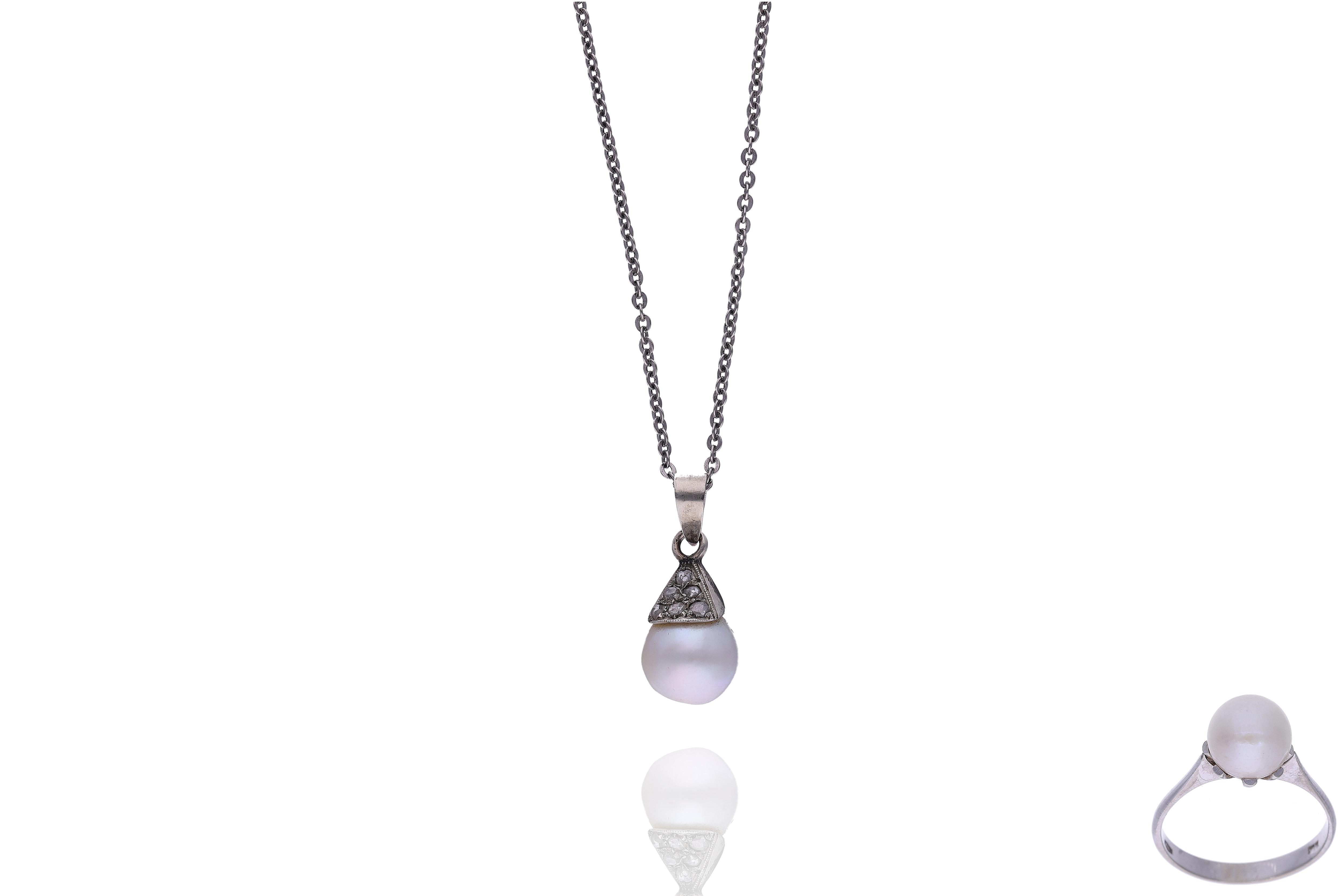 Anello collana e ciondolo con diamanti e perle coltivate - Asta Preziosi
