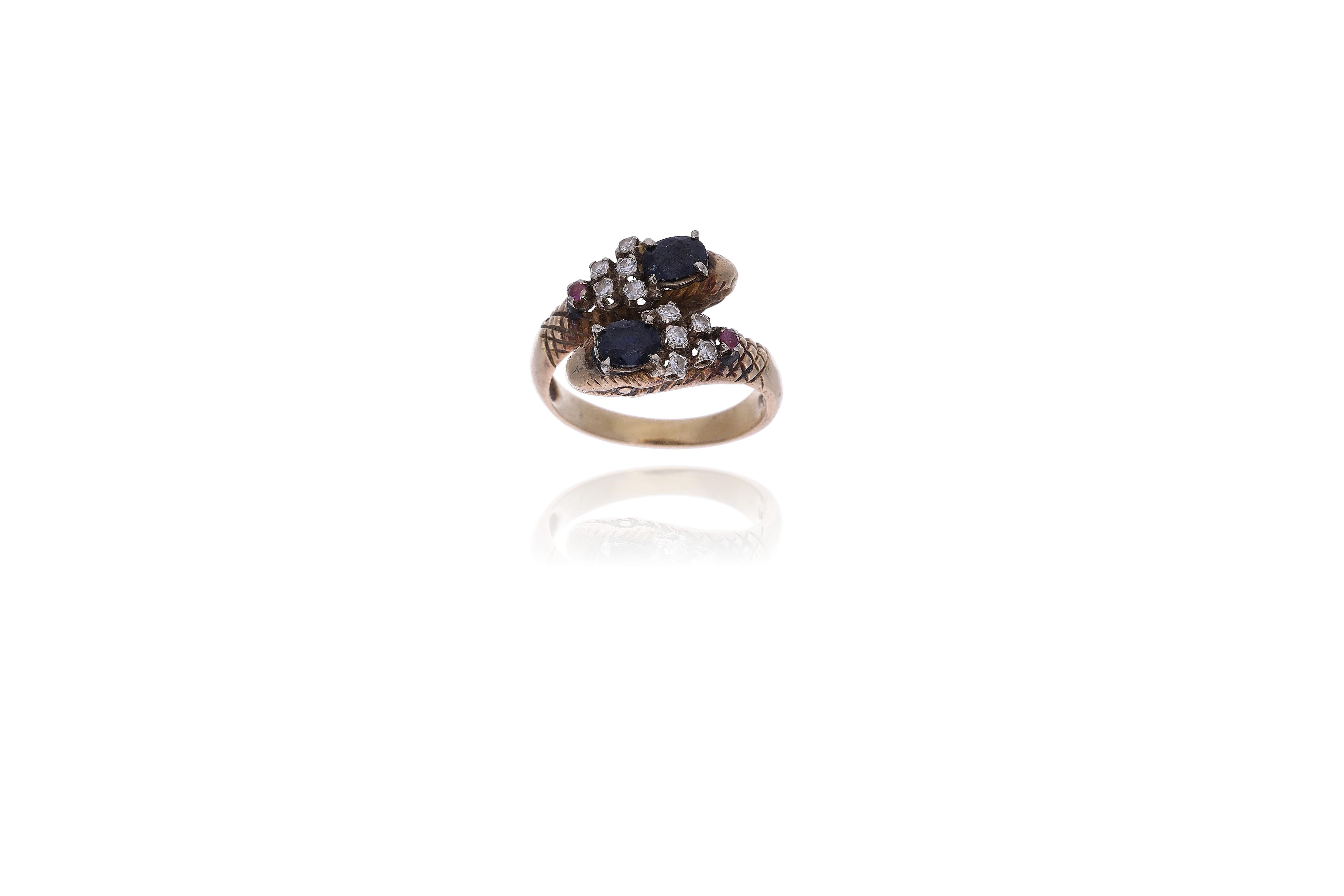 Anello con zaffiri, rubini e diamanti - Asta Preziosi