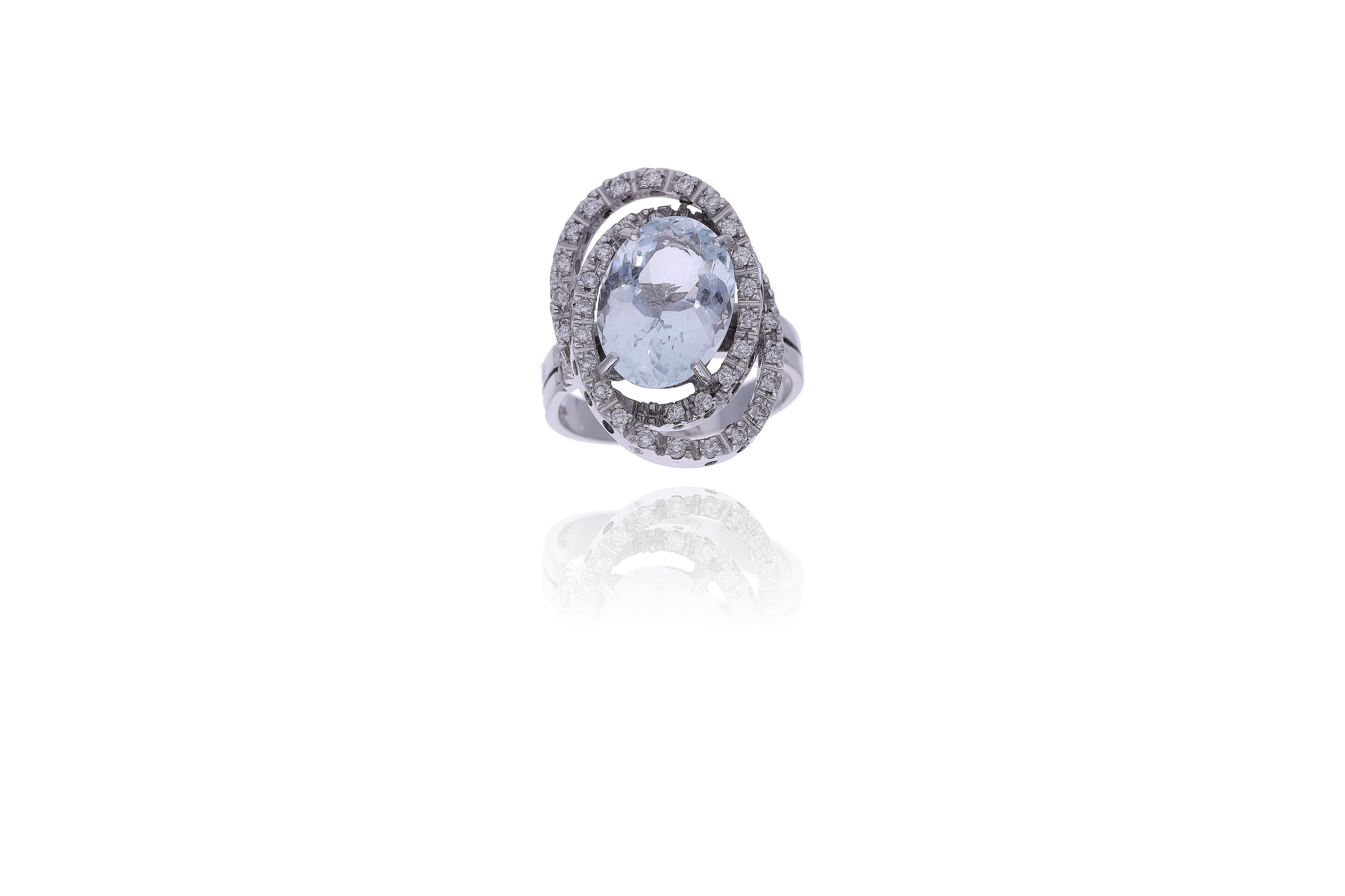 Anello con acquamarina e diamanti - Asta Preziosi