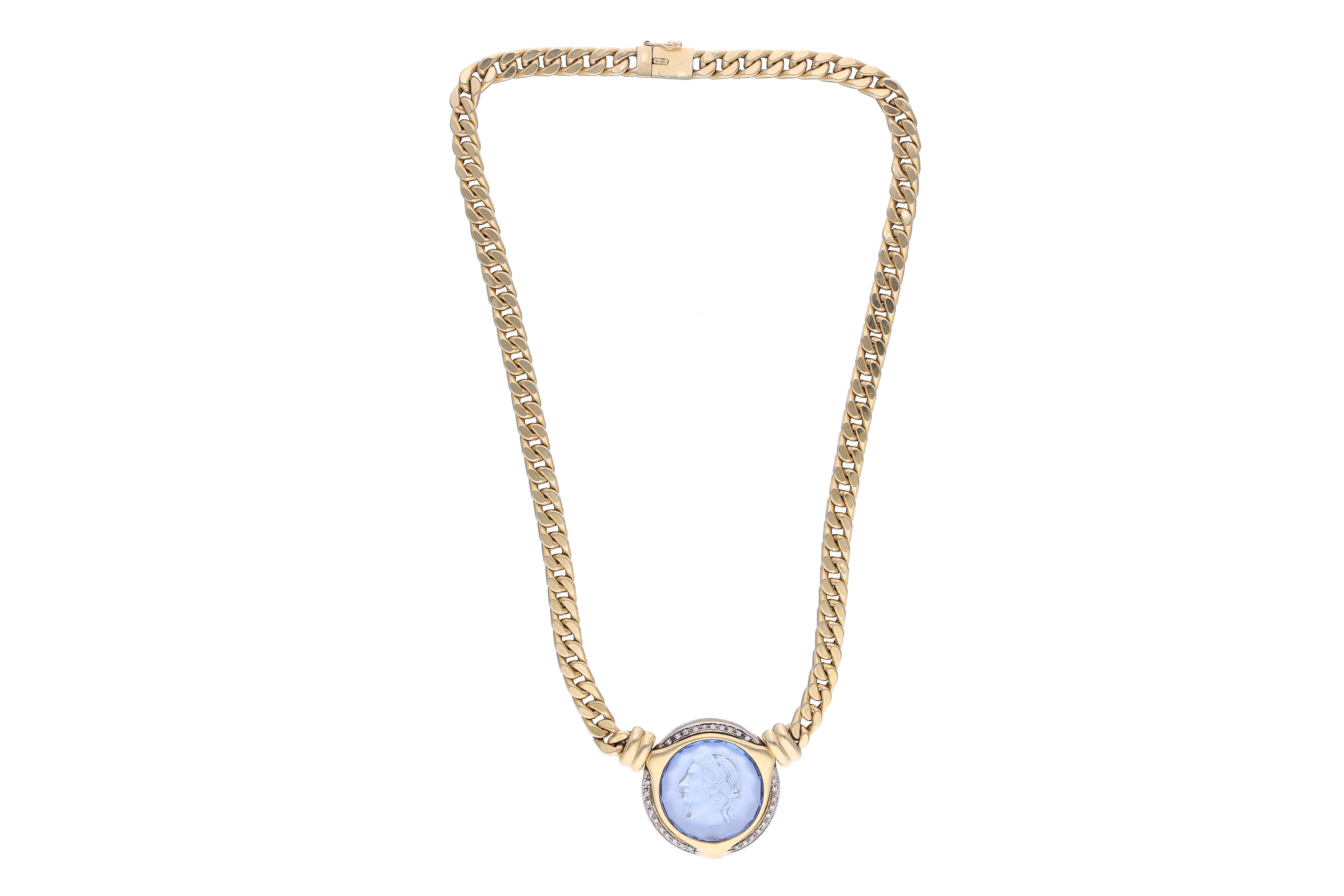 Collana con diamanti e pietra - Asta Preziosi