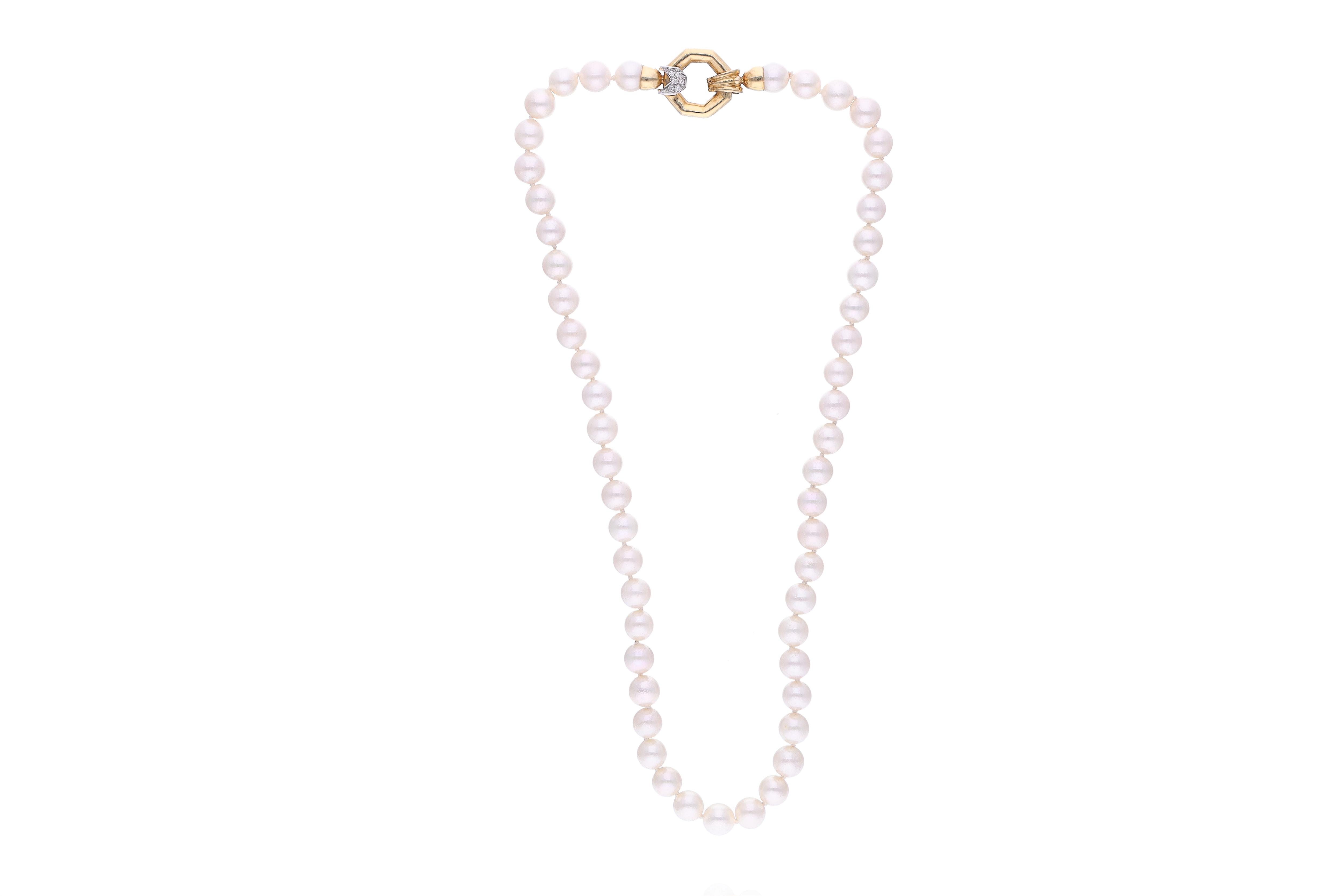 Collana di perle coltivate e diamanti - Asta Preziosi
