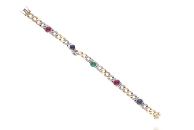 Bracciale con diamanti, rubini, zaffiri e smeraldo - Asta Preziosi Bracciale con diamanti, rubini, zaffiri e smeraldo - Asta Preziosi