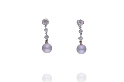 Orecchini con perle coltivate e diamanti - Asta Preziosi Orecchini con perle coltivate e diamanti - Asta Preziosi