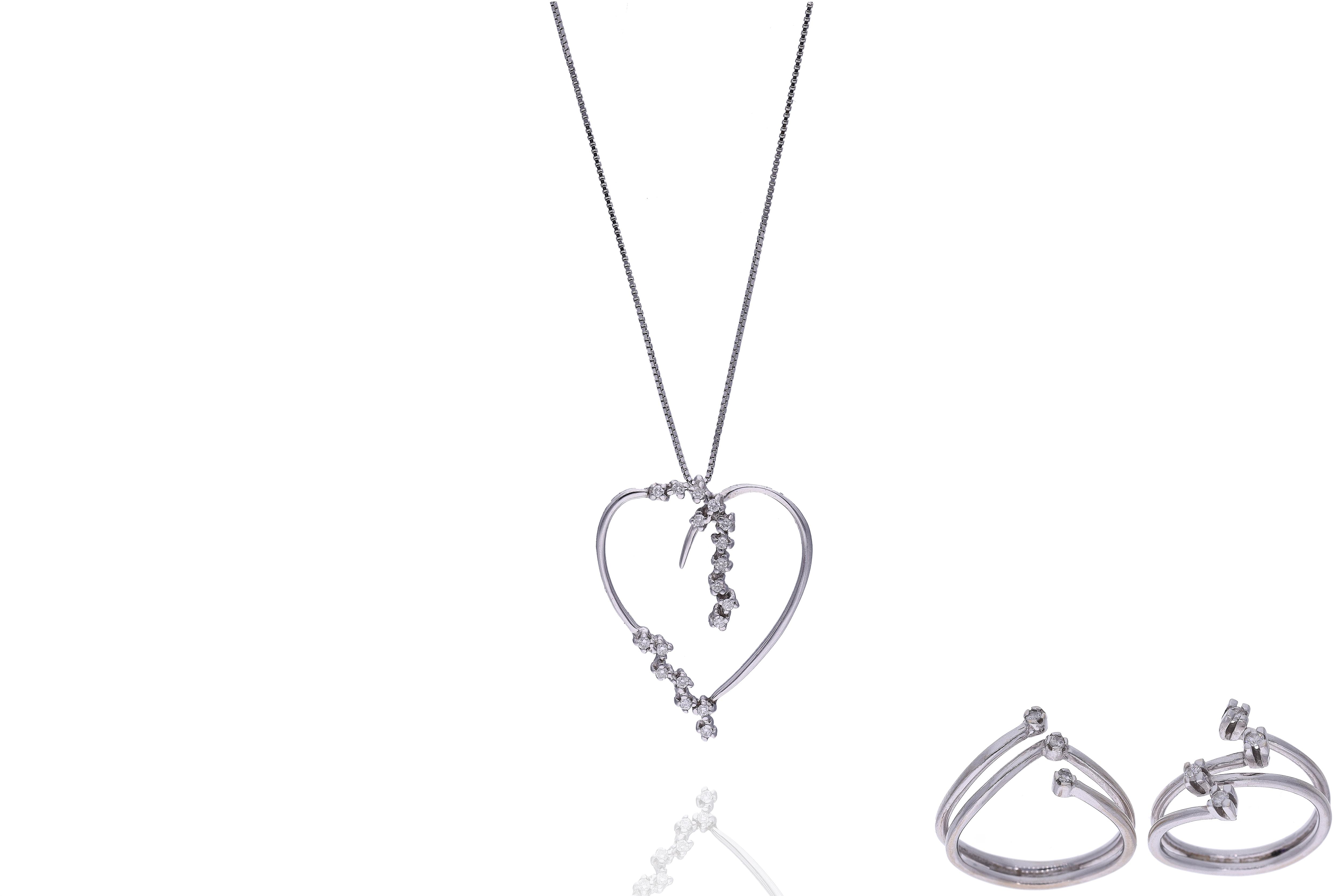 Collana, 2 anelli, con diamanti - Asta Preziosi