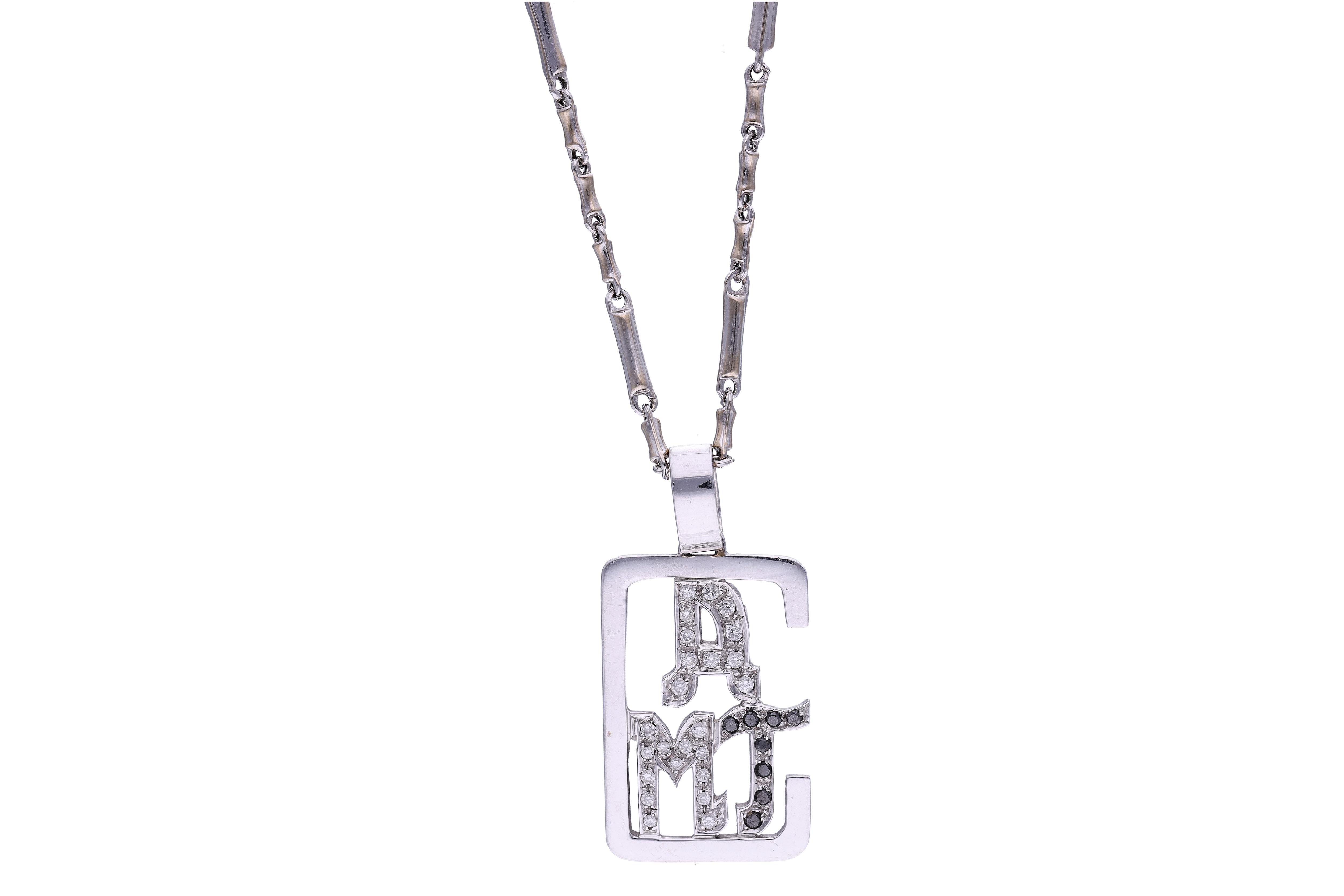 Collana con ciondolo con diamanti, diamanti neri e pietre - Asta Preziosi