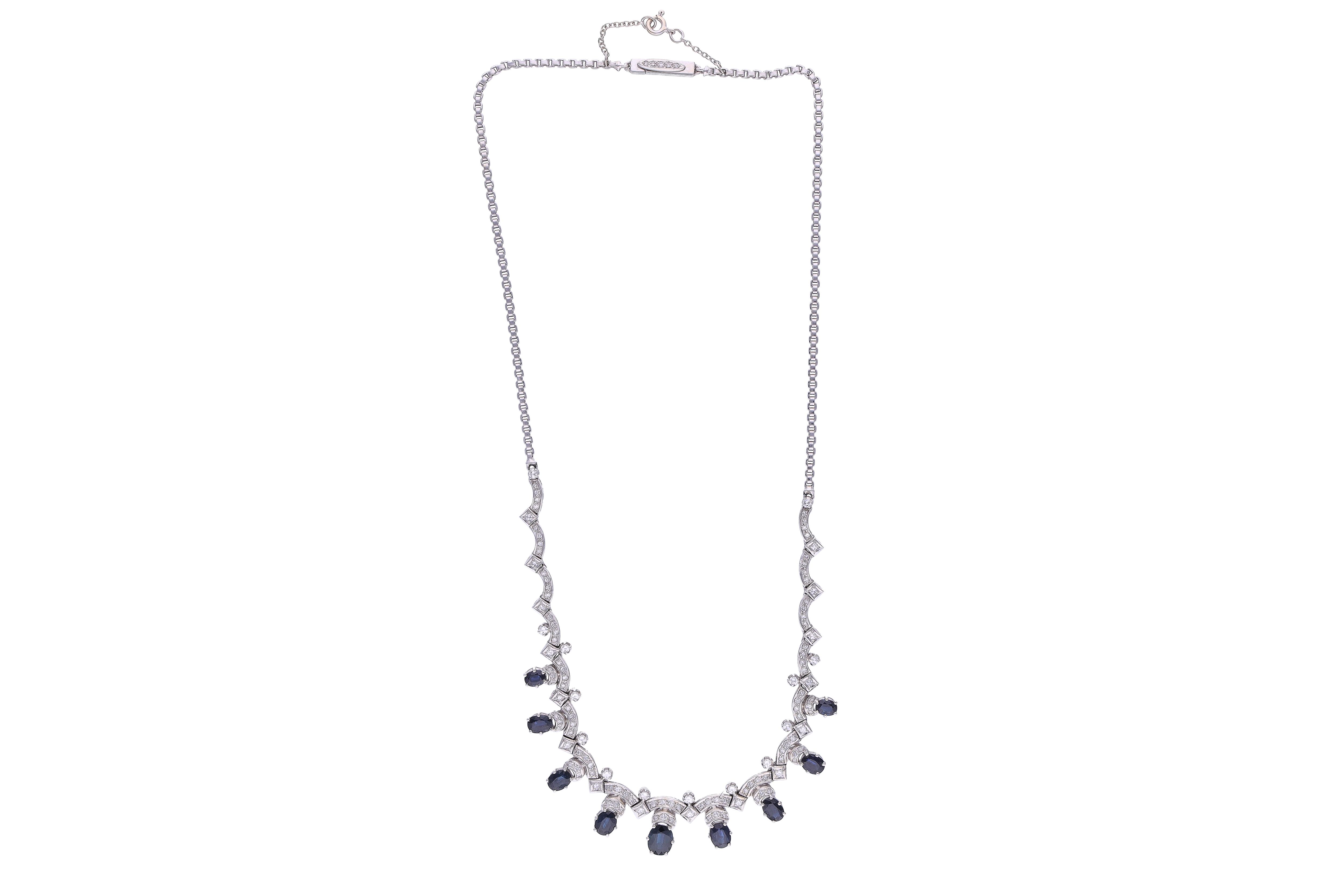 Collana con diamanti e zaffiri - Asta Preziosi