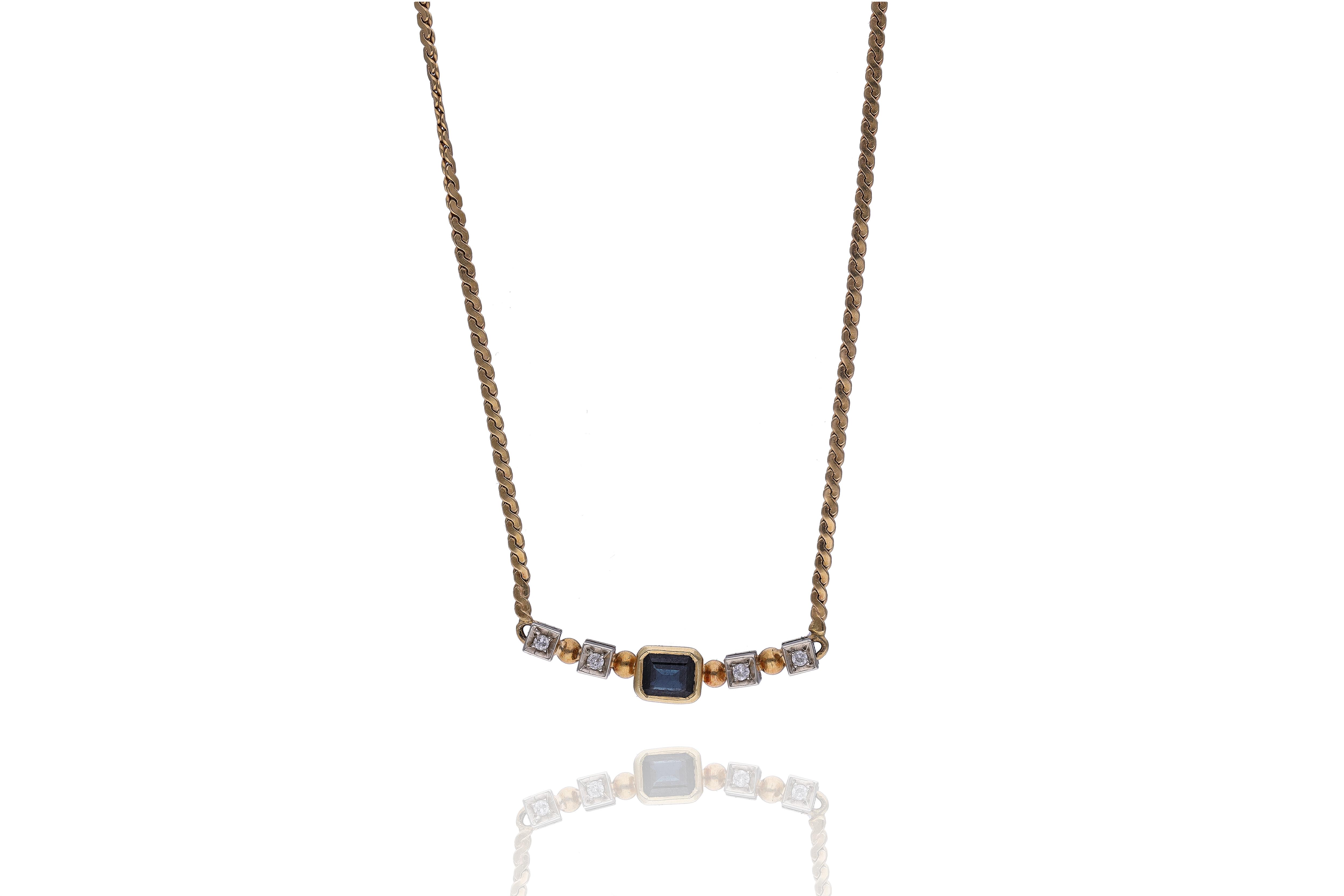 Collana con zaffiro e diamanti - Asta Preziosi