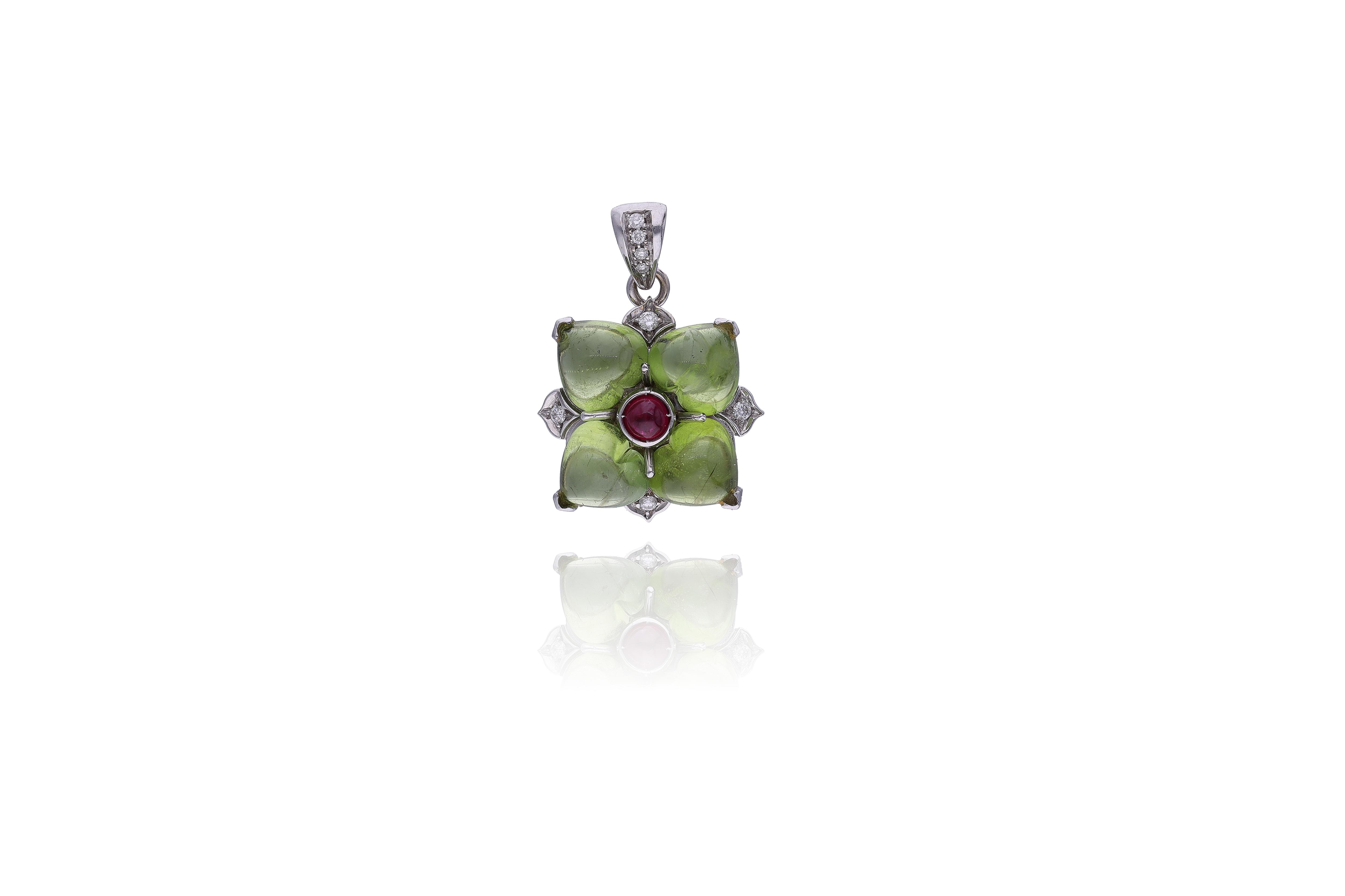 Zannetti ciondolo con peridoti, diamanti e rubino - Asta Preziosi