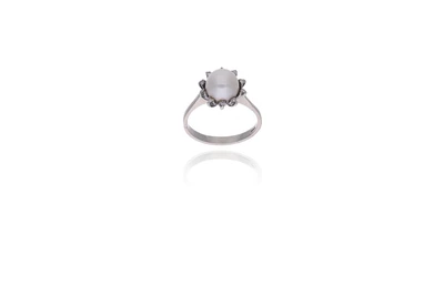 Anello con perla coltivata e diamanti - Asta Preziosi