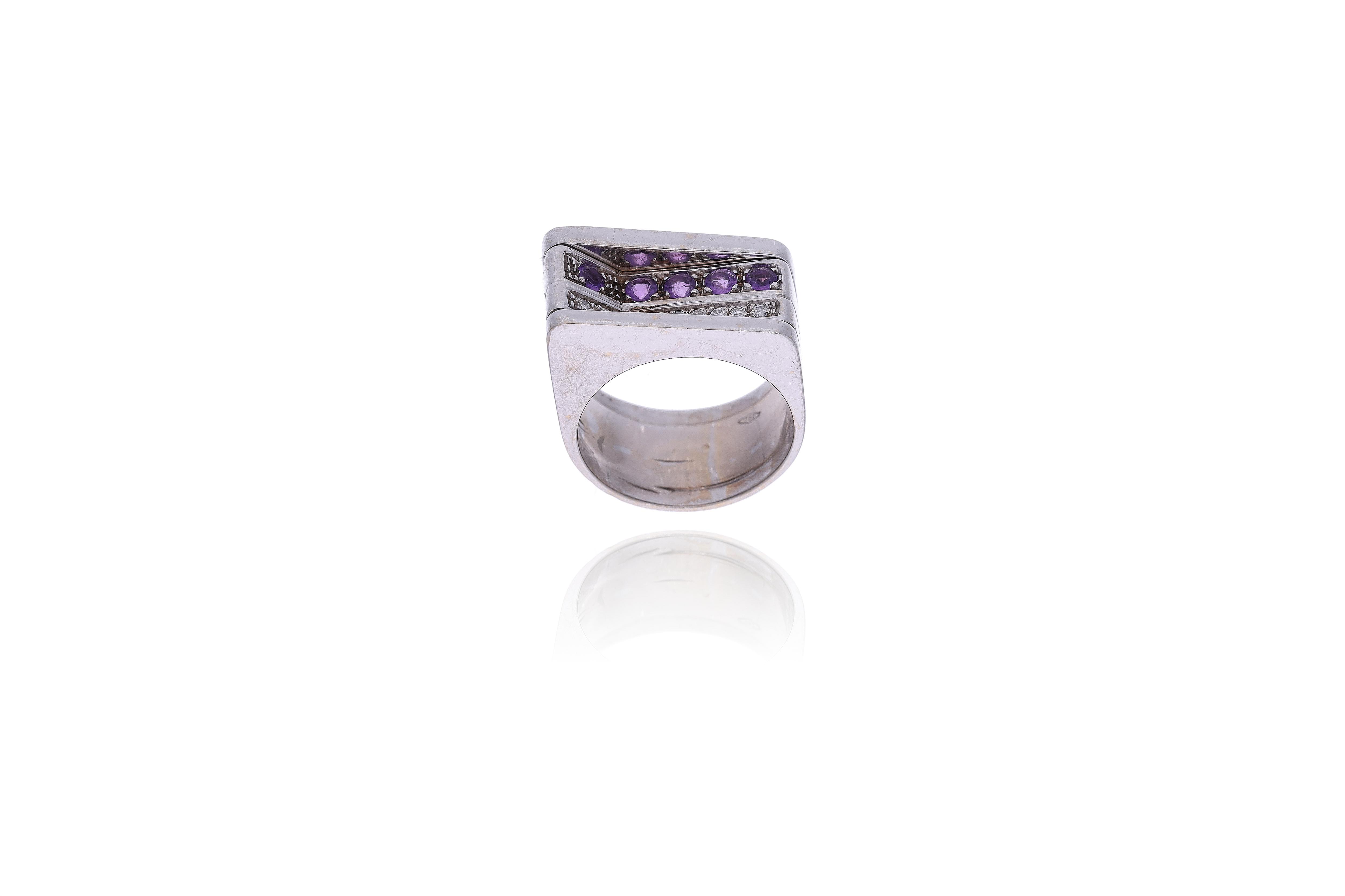 Anello con ametiste e diamanti - Asta Preziosi