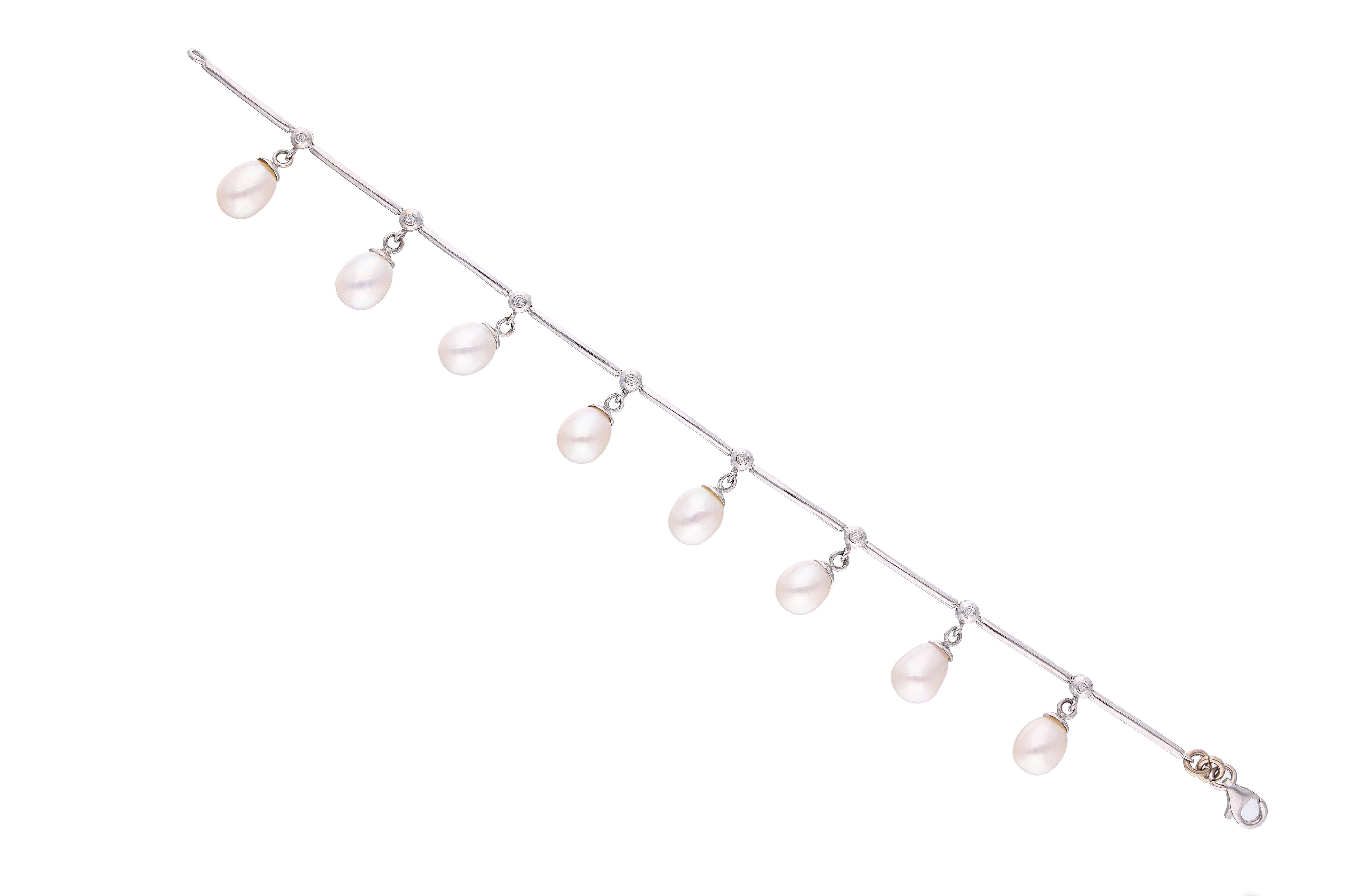 Bracciale con perle coltivate e diamanti - Asta Preziosi