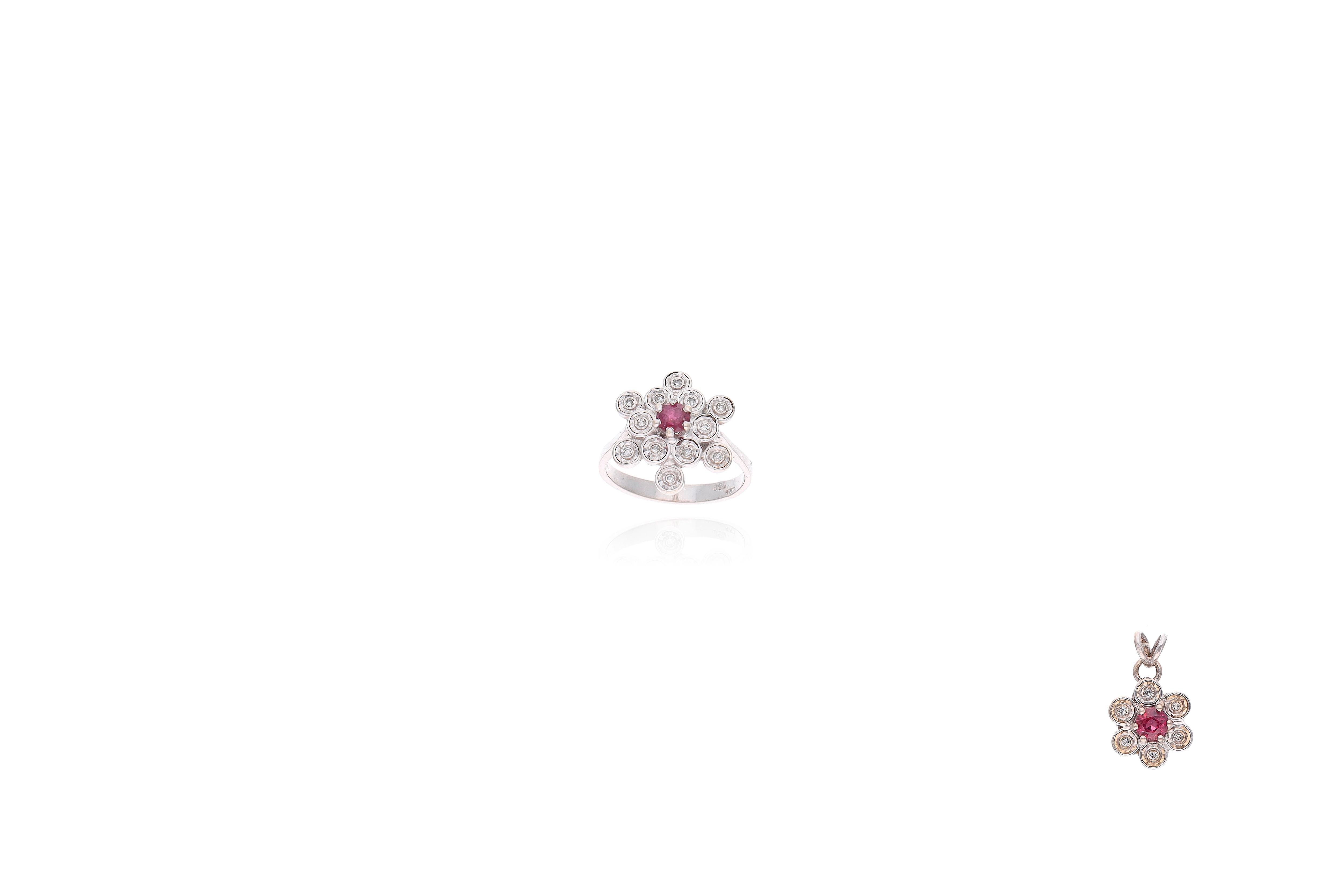 Anello e ciondolo con rubini e diamanti - Asta Preziosi