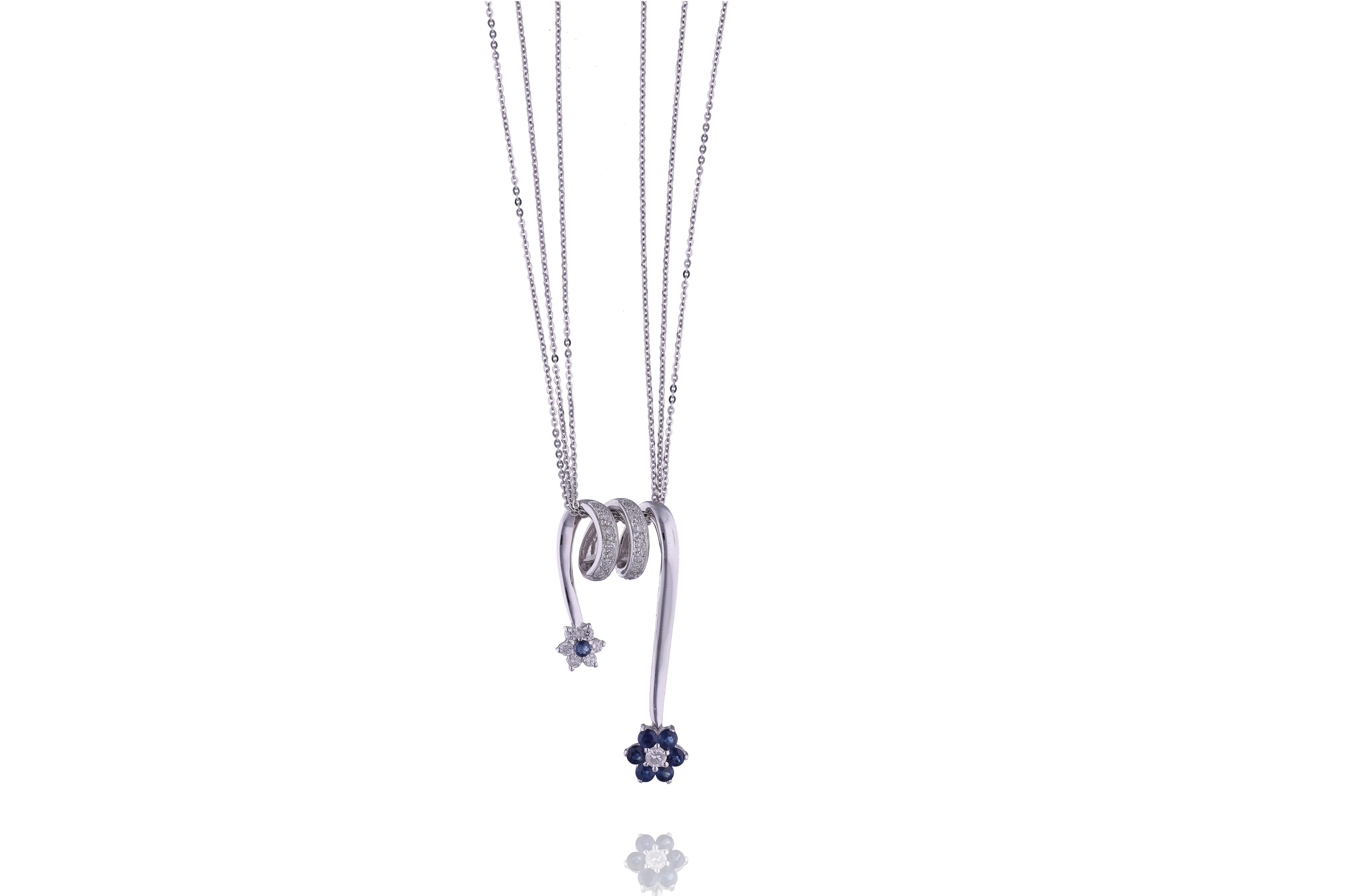 Collana con ciondolo con zaffiri e diamanti - Asta Preziosi