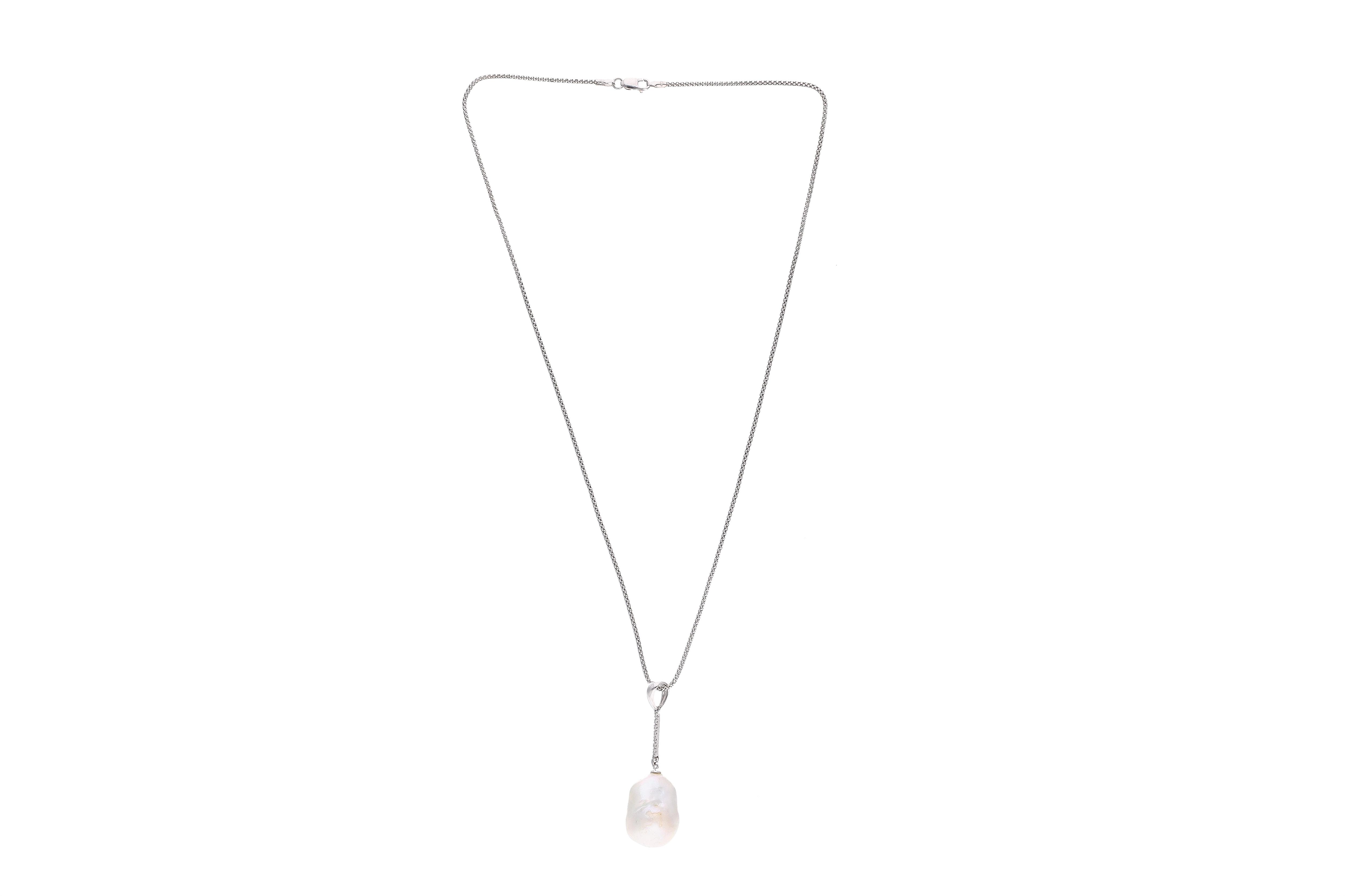 Collana con ciondolo, diamanti e perla coltivata - Asta Preziosi