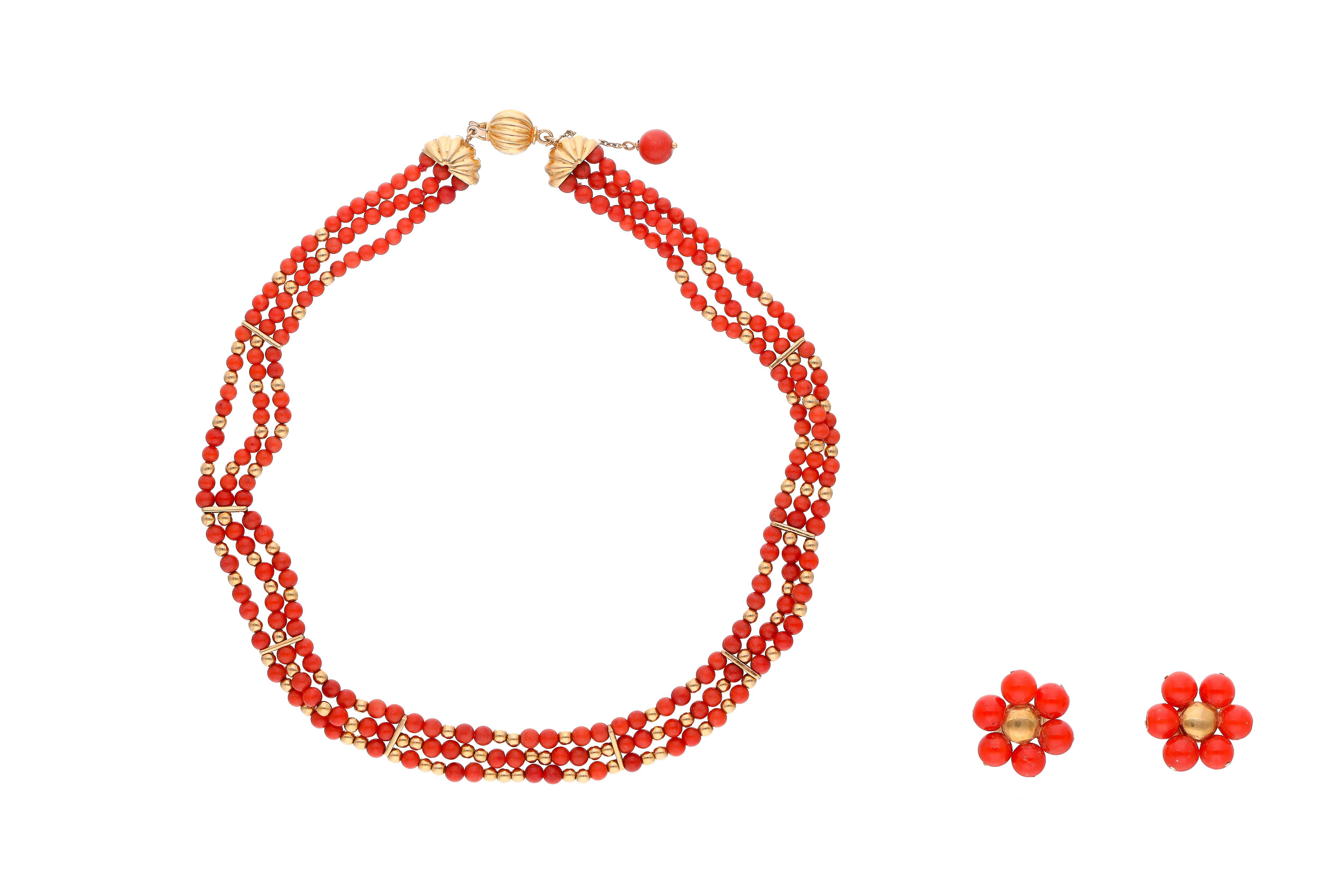 Collana e orecchini con coralli - Asta Preziosi