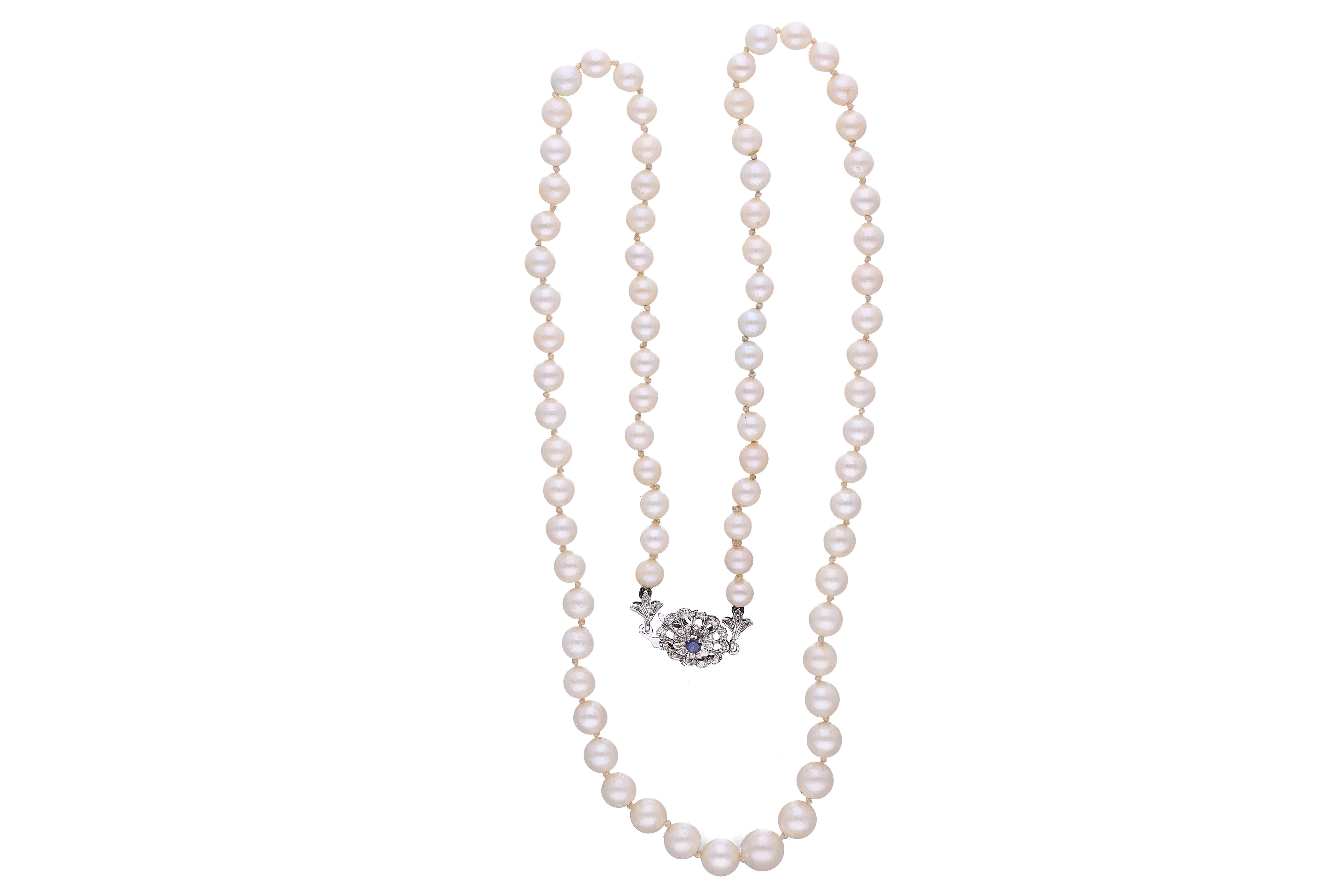 Collana di perle coltivate con zaffiro - Asta Preziosi