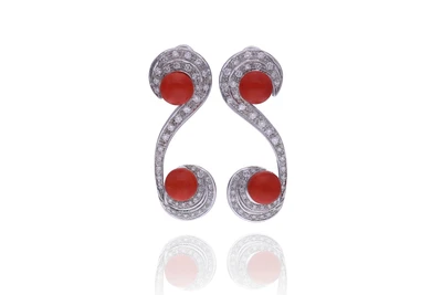 Orecchini con coralli e diamanti - Asta Preziosi Orecchini con coralli e diamanti - Asta Preziosi