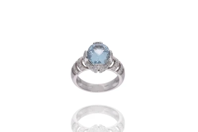 Anello con diamanti e acquamarina - Asta Preziosi Anello con diamanti e acquamarina - Asta Preziosi
