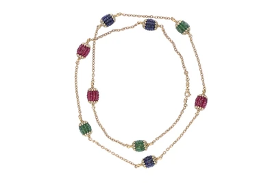 Collana con spinelli rossi, granati verdi, zaffiri e pietre - Asta Preziosi Collana con spinelli rossi, granati verdi, zaffiri e pietre - Asta Preziosi