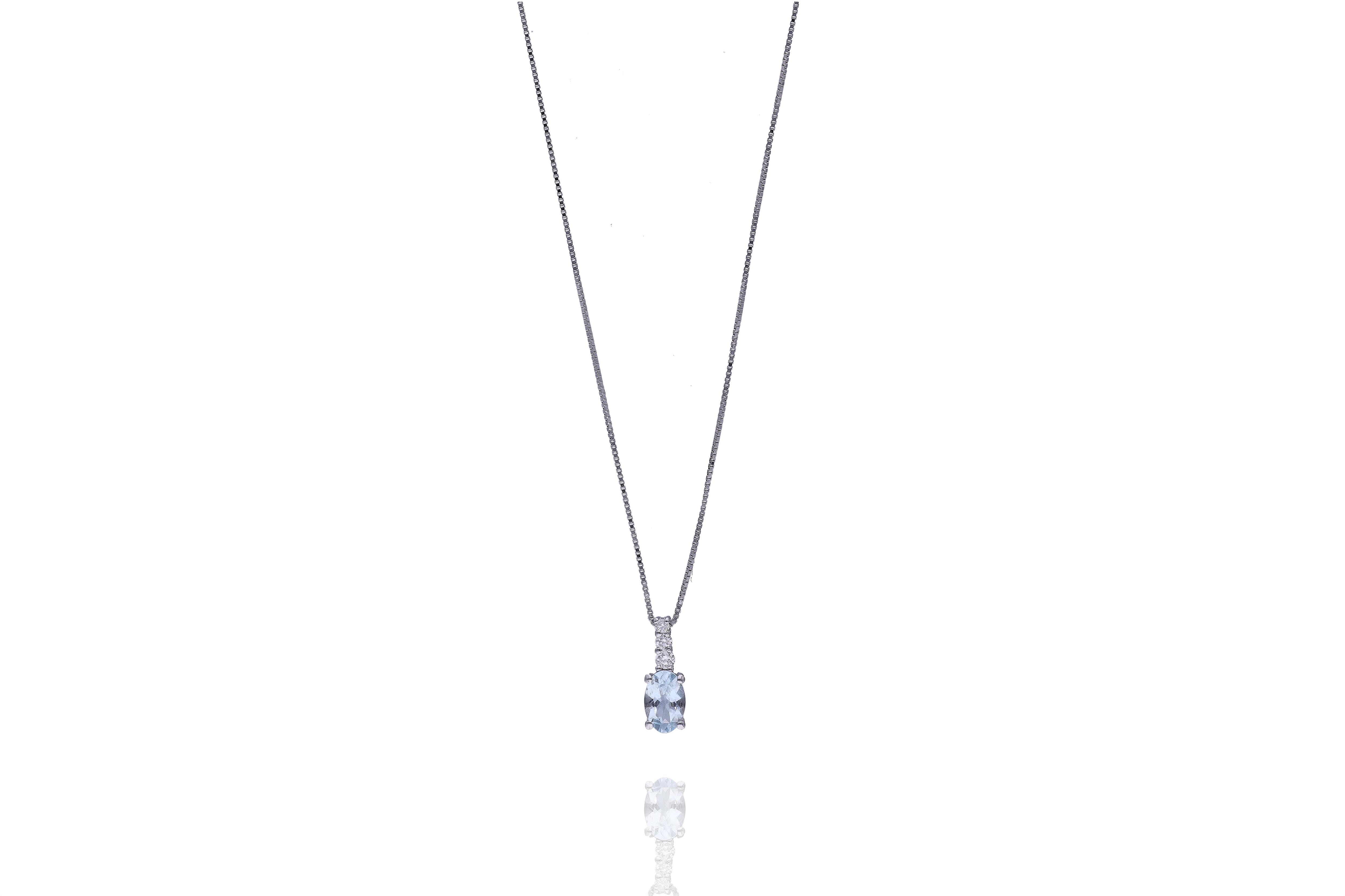 Collana con pendente con acquamarina e diamanti - Asta Preziosi