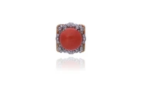 Anello con corallo e diamanti - Asta Preziosi Anello con corallo e diamanti - Asta Preziosi
