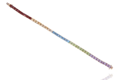 Bracciale con ametiste, peridoti, topazi azzurri, quarzi e granati - Asta Preziosi Bracciale con ametiste, peridoti, topazi azzurri, quarzi e granati - Asta Preziosi