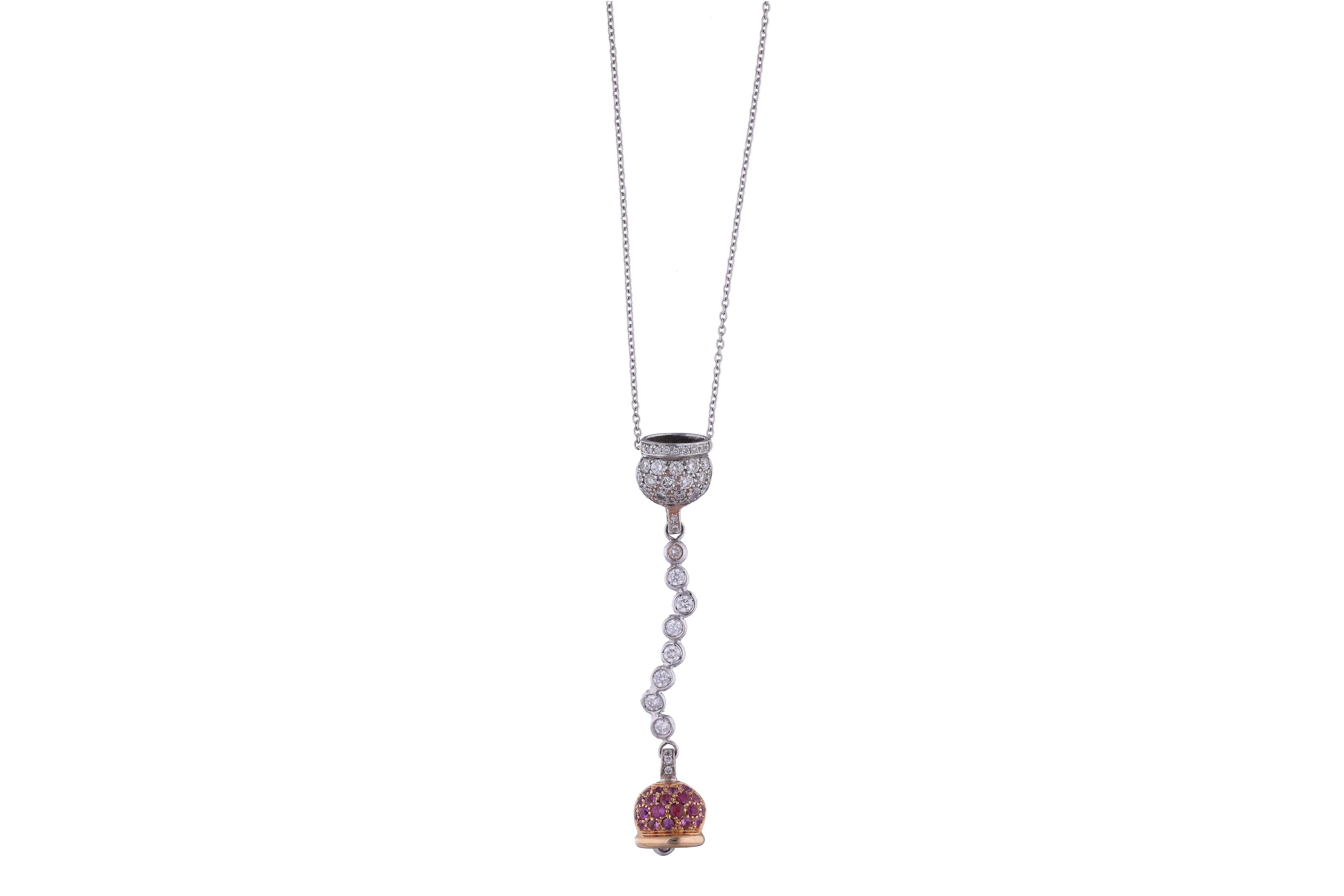 Collana con pendente con diamanti, rubini e pietre - Asta Preziosi