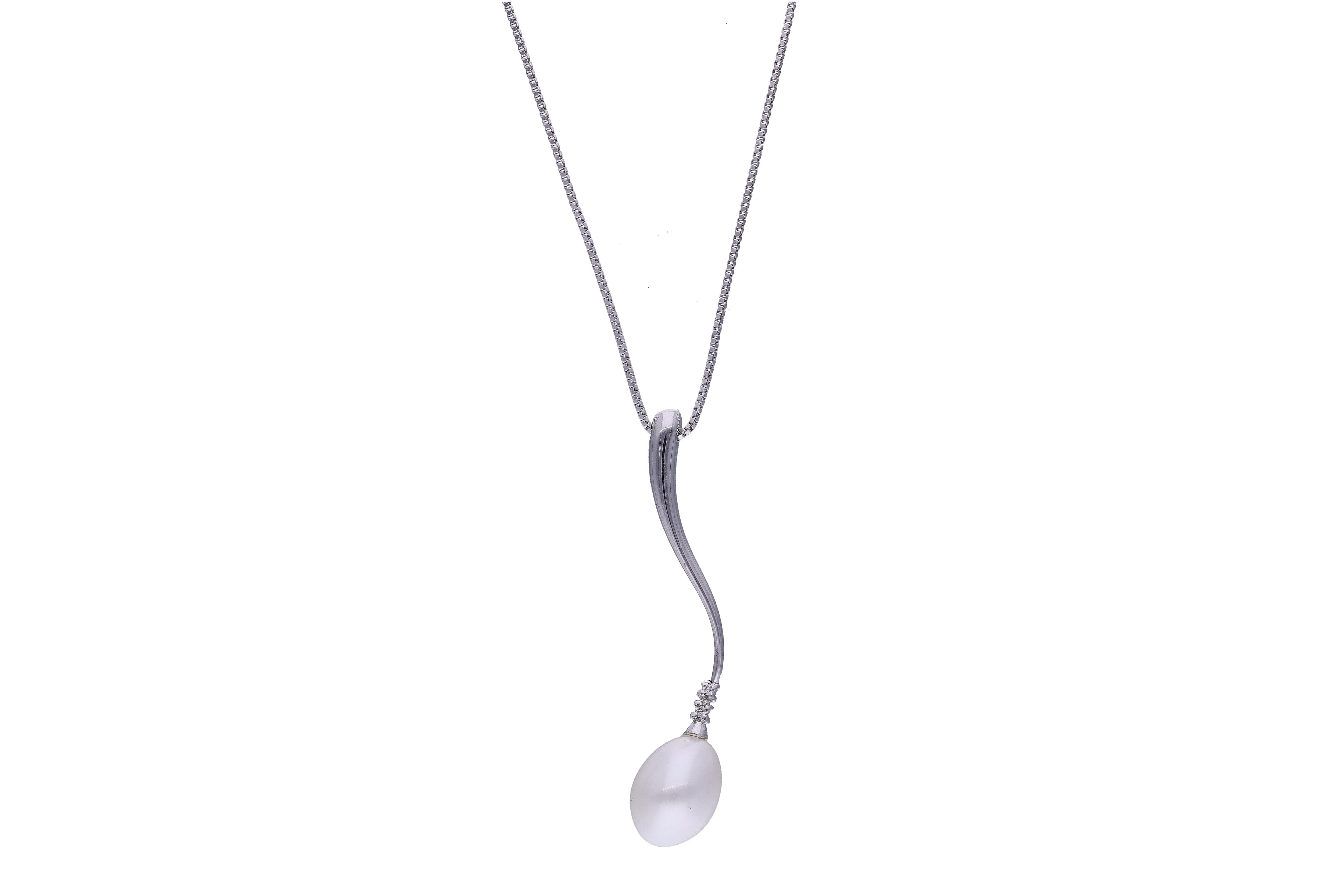Collana con pendente con perla coltivata e diamanti - Asta Preziosi