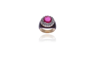 Anello con diamanti, pietra e smalti - Asta Preziosi Anello con diamanti, pietra e smalti - Asta Preziosi