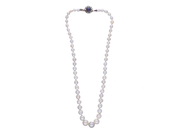 Collana di perle coltivate, diamanti e zaffiro - Asta Preziosi Collana di perle coltivate, diamanti e zaffiro - Asta Preziosi