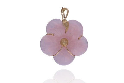 Spilla/ciondolo con quarzo rosa - Asta Preziosi Spilla/ciondolo con quarzo rosa - Asta Preziosi