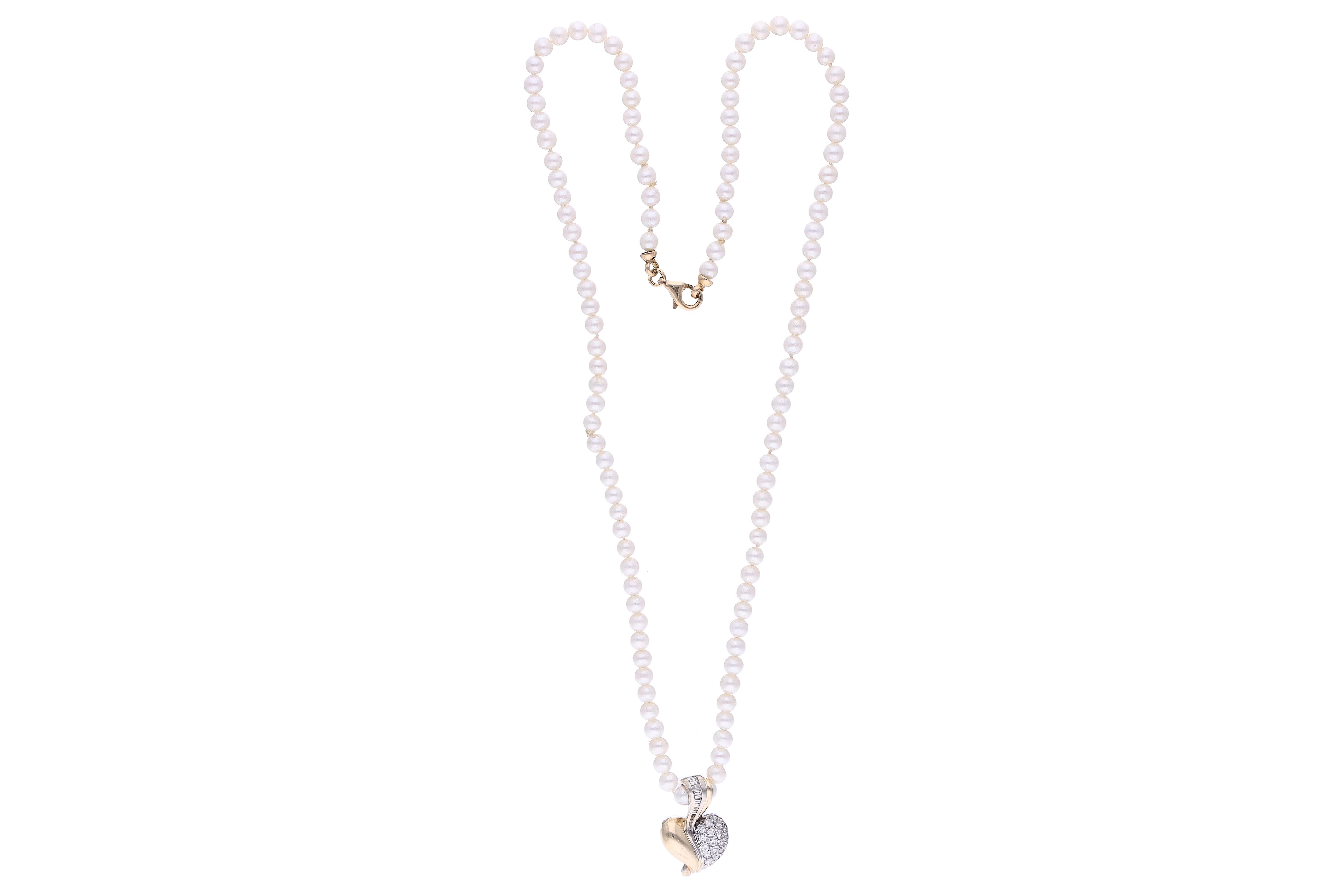 Collana di perle coltivate con diamanti - Asta Preziosi