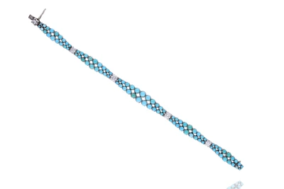 Bracciale con turchesi trattati, pietre e diamanti - Asta Preziosi Bracciale con turchesi trattati, pietre e diamanti - Asta Preziosi