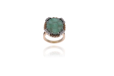 Anello con giada trattata e diamanti - Asta Preziosi Anello con giada trattata e diamanti - Asta Preziosi