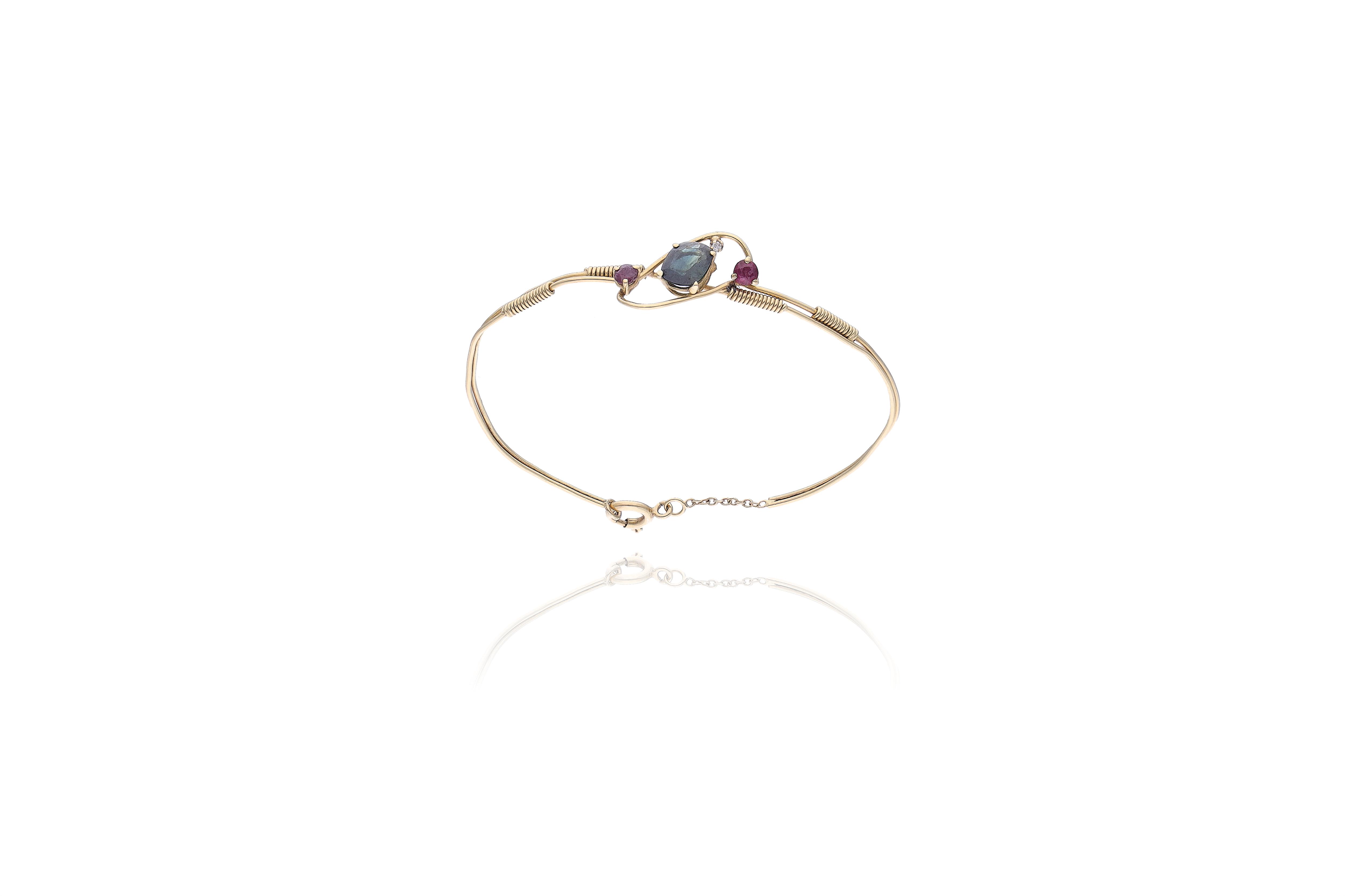 Bracciale con zaffiro, rubini e diamante - Asta Preziosi