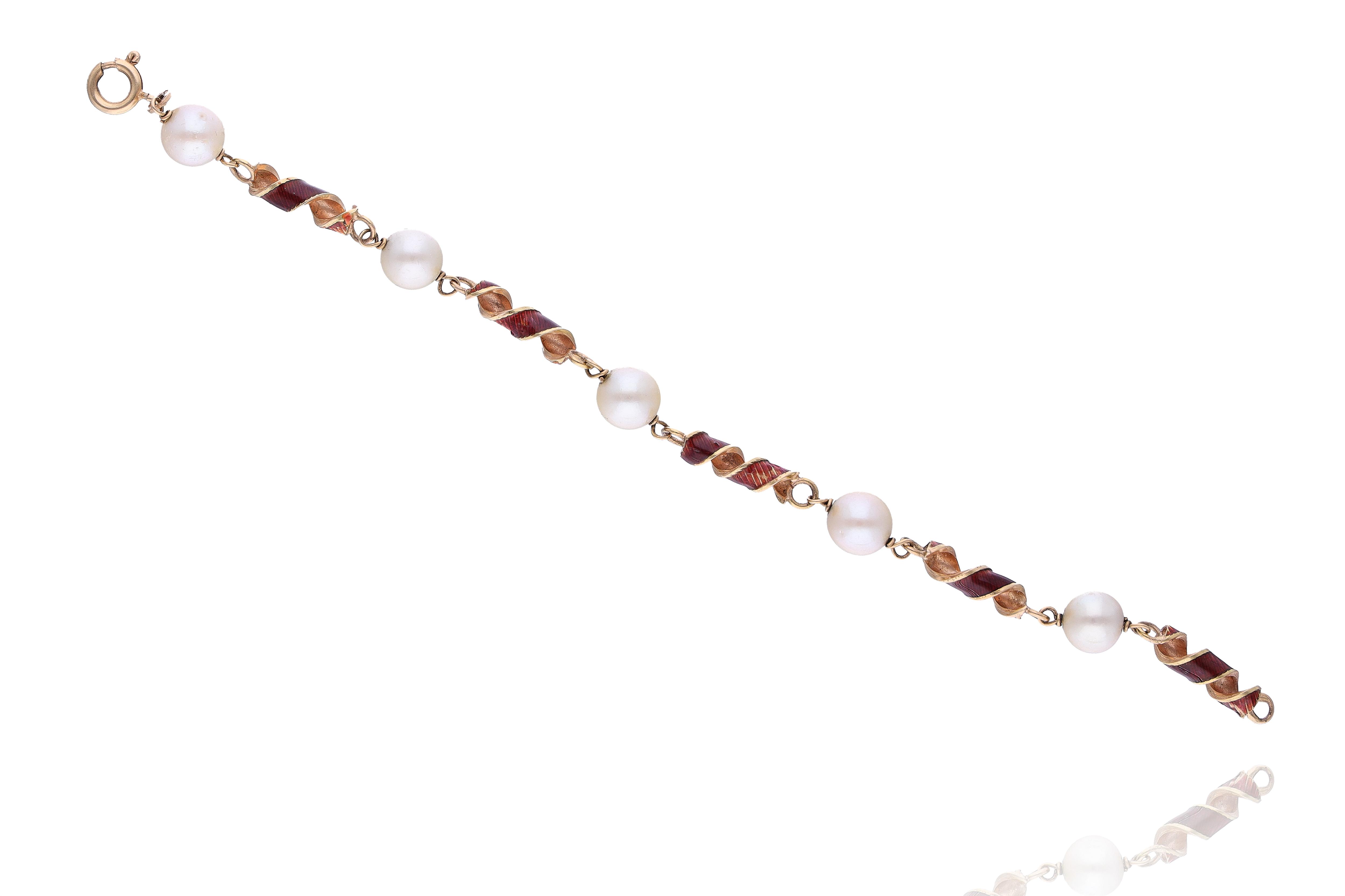 Bracciale con perle e smalti - Asta Preziosi