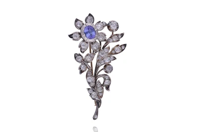Spilla con diamanti e tanzanite - Asta Preziosi Spilla con diamanti e tanzanite - Asta Preziosi