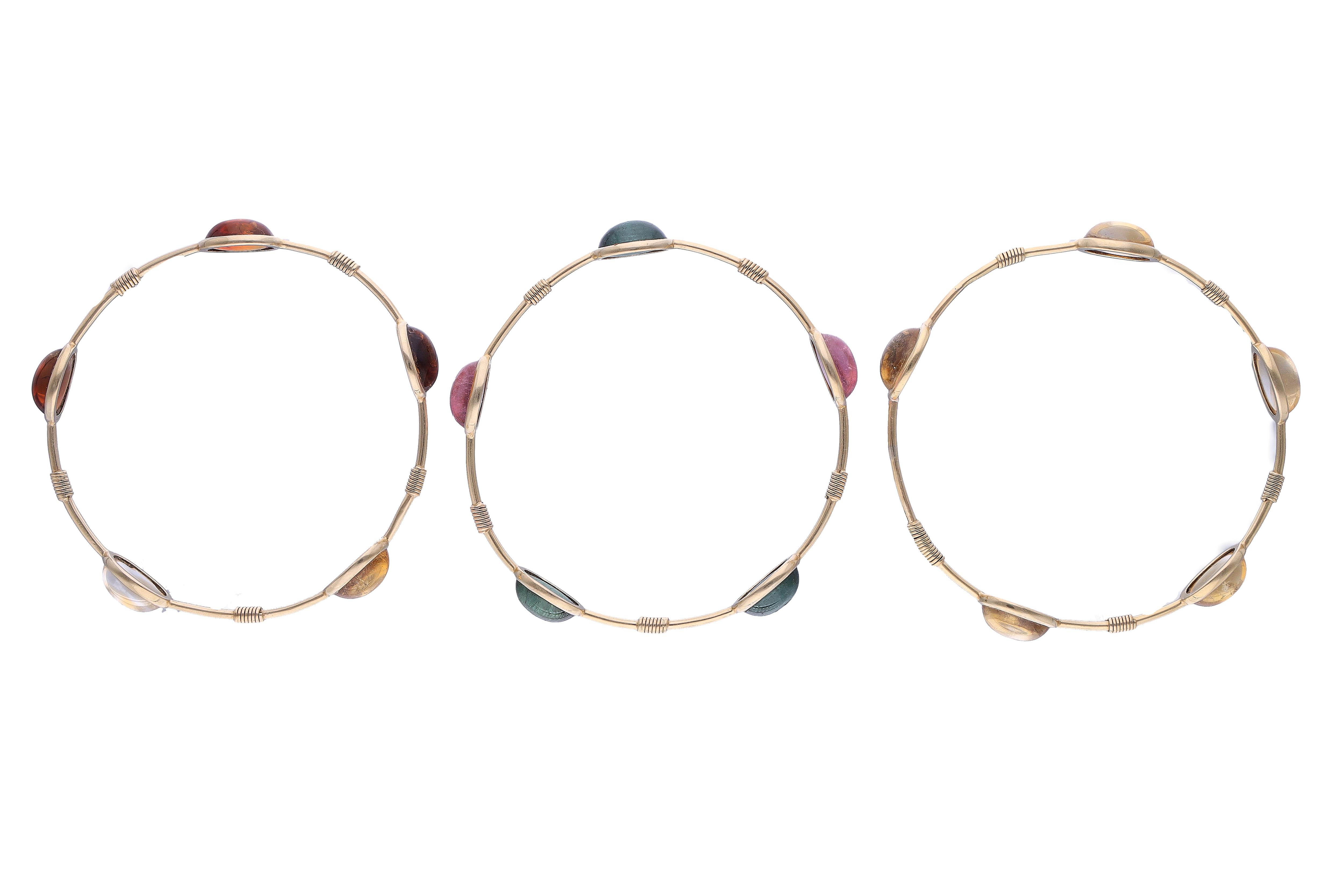 Tre bracciali con quarzi e tormaline - Asta Preziosi