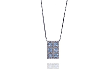 Collana con pendente con acquemarine e diamanti - Asta Preziosi Collana con pendente con acquemarine e diamanti - Asta Preziosi
